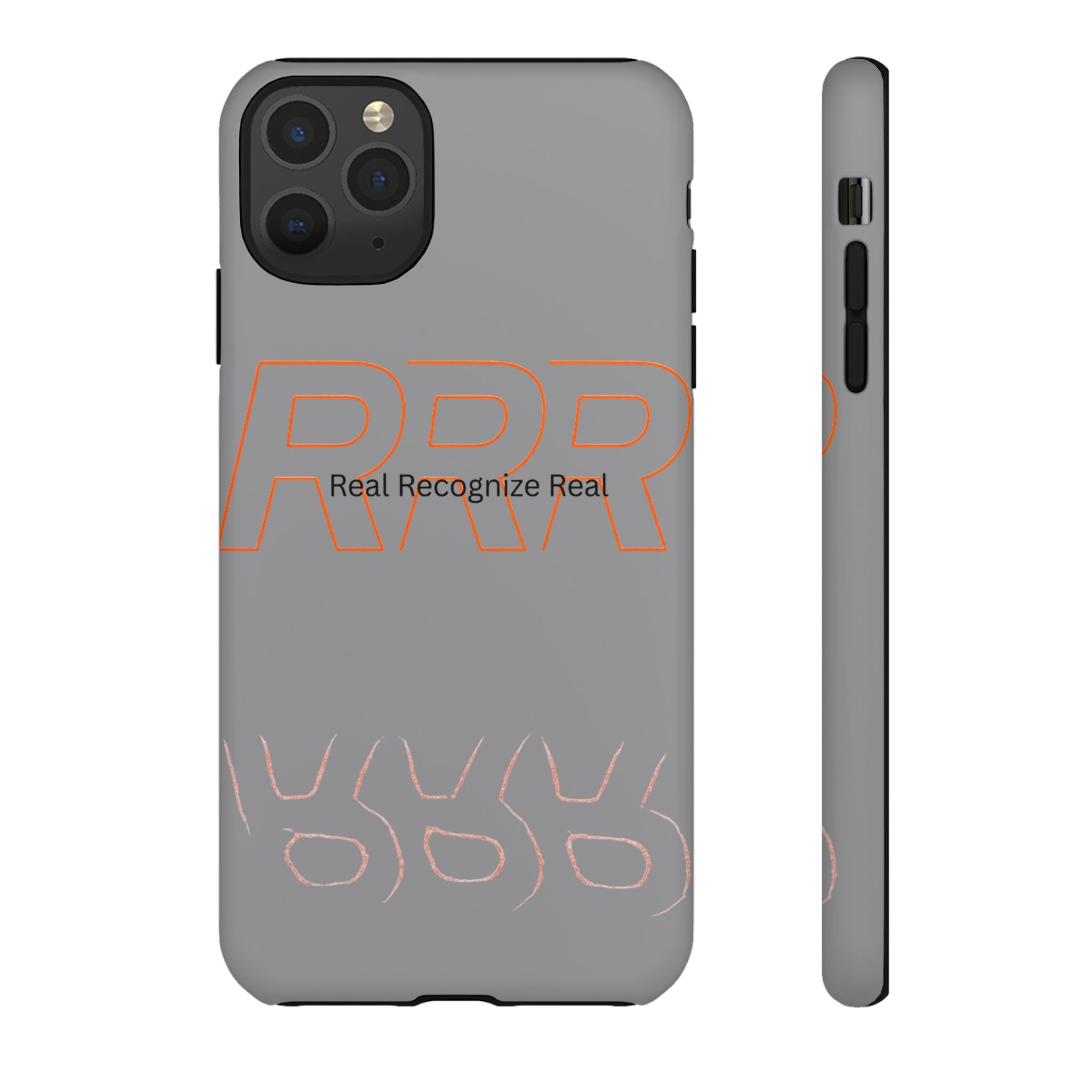 Tough Cases — 'Real Recognize Real' Protective Phone Case (Gray, Retro Outline Design)