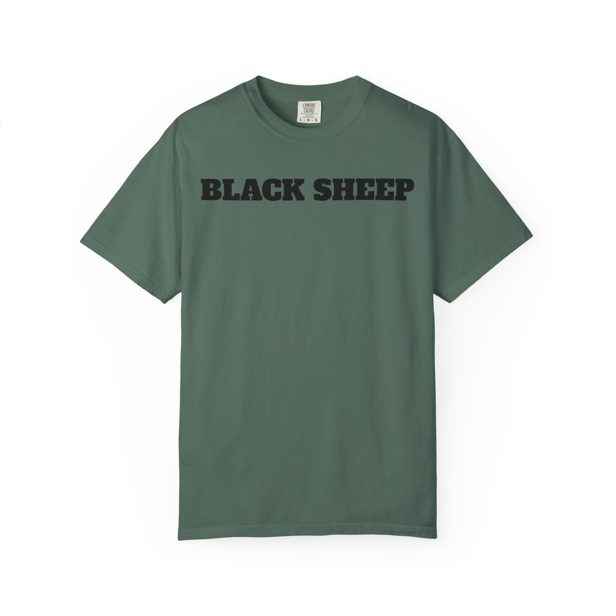 Black Sheep T-Shirt — Bold Back Lip Graphic & Front Text