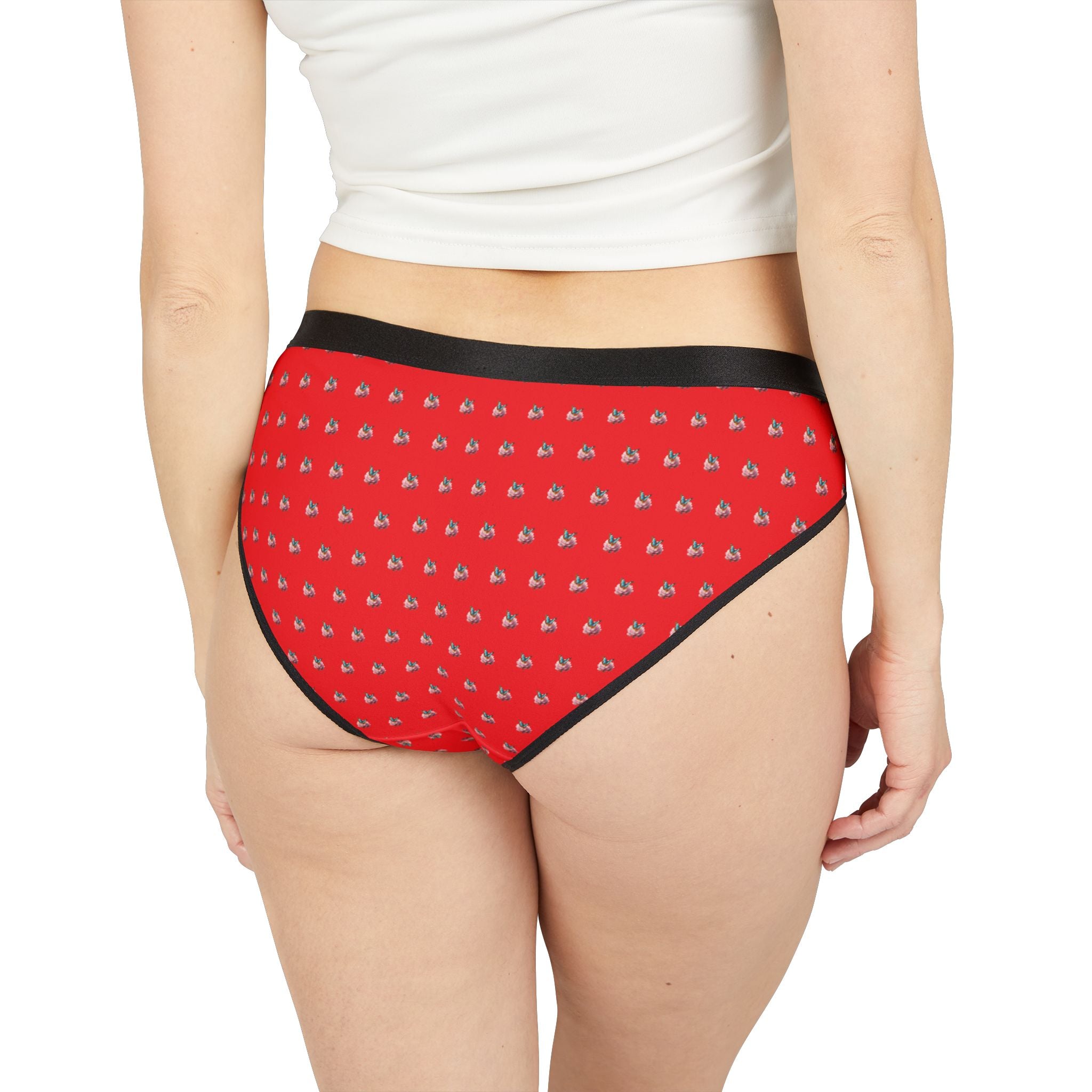 Red Heart Pattern Bikini Briefs — Women's Cute Valentine Underwear