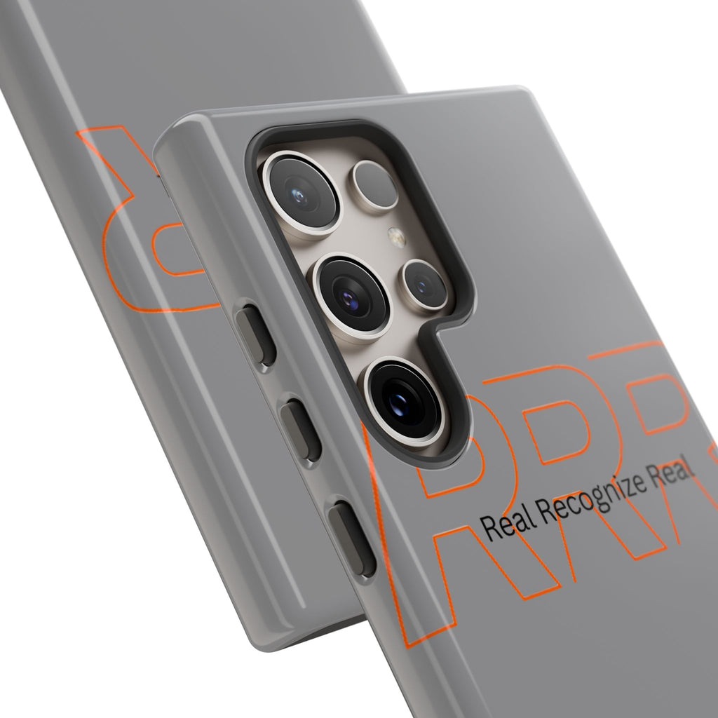 Tough Cases — 'Real Recognize Real' Protective Phone Case (Gray, Retro Outline Design)