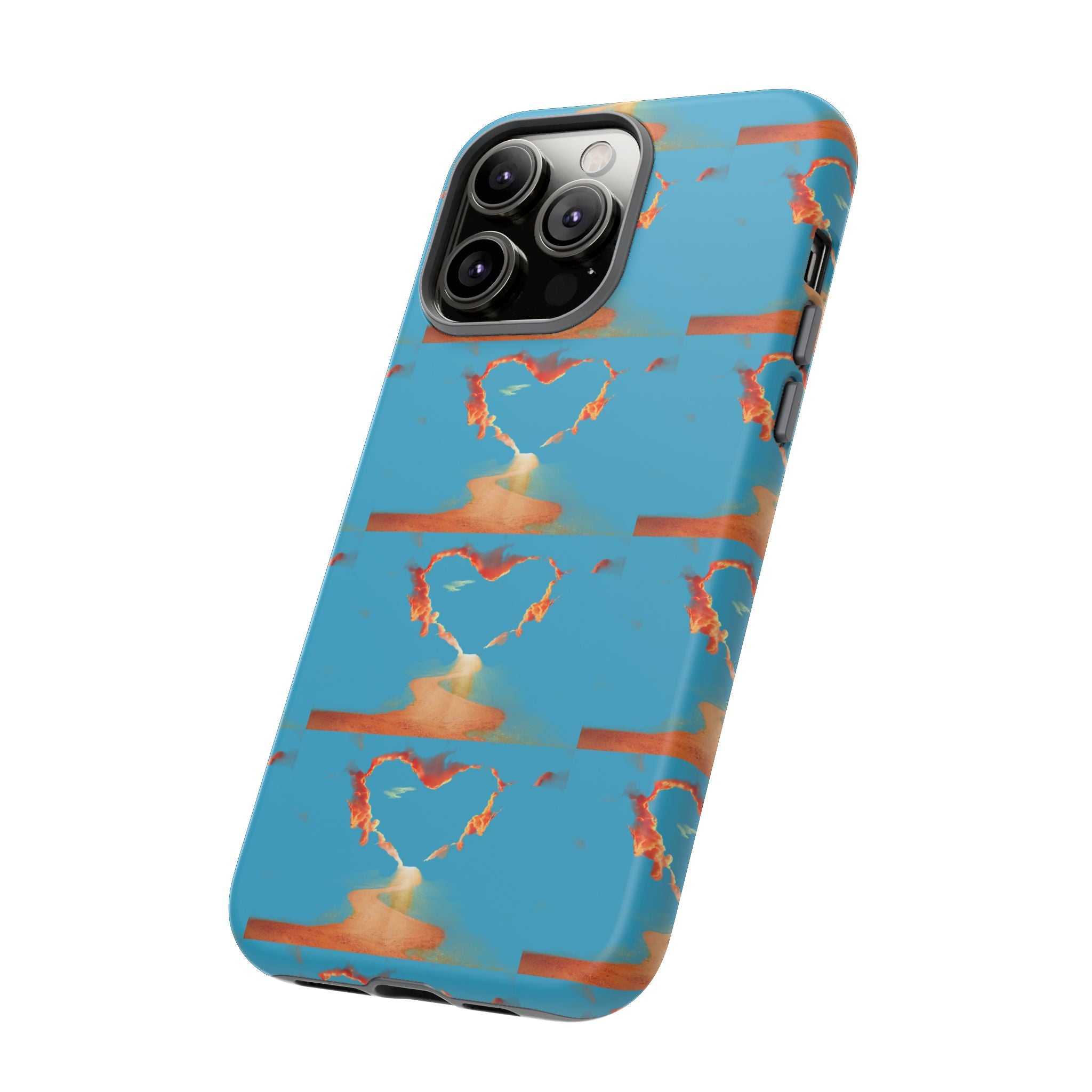 Heart Flame Tough Phone Case — Blue Sunset Protective Cover