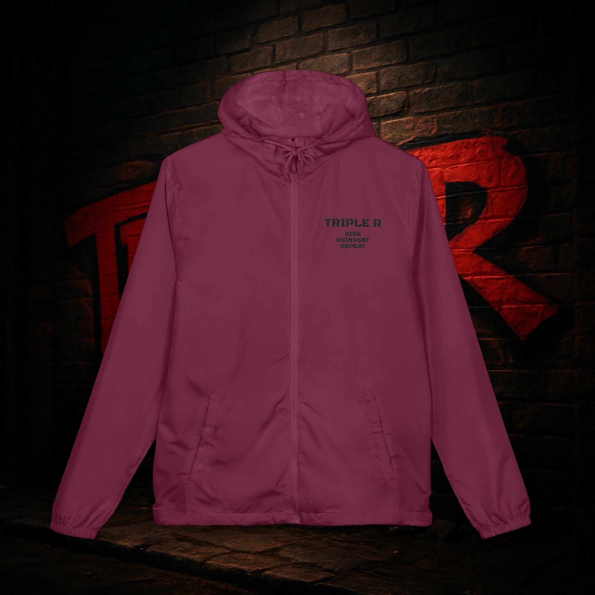 Windbreaker Jacket — 'Triple M' Minimal Front Logo with Watercolor Phoenix Back