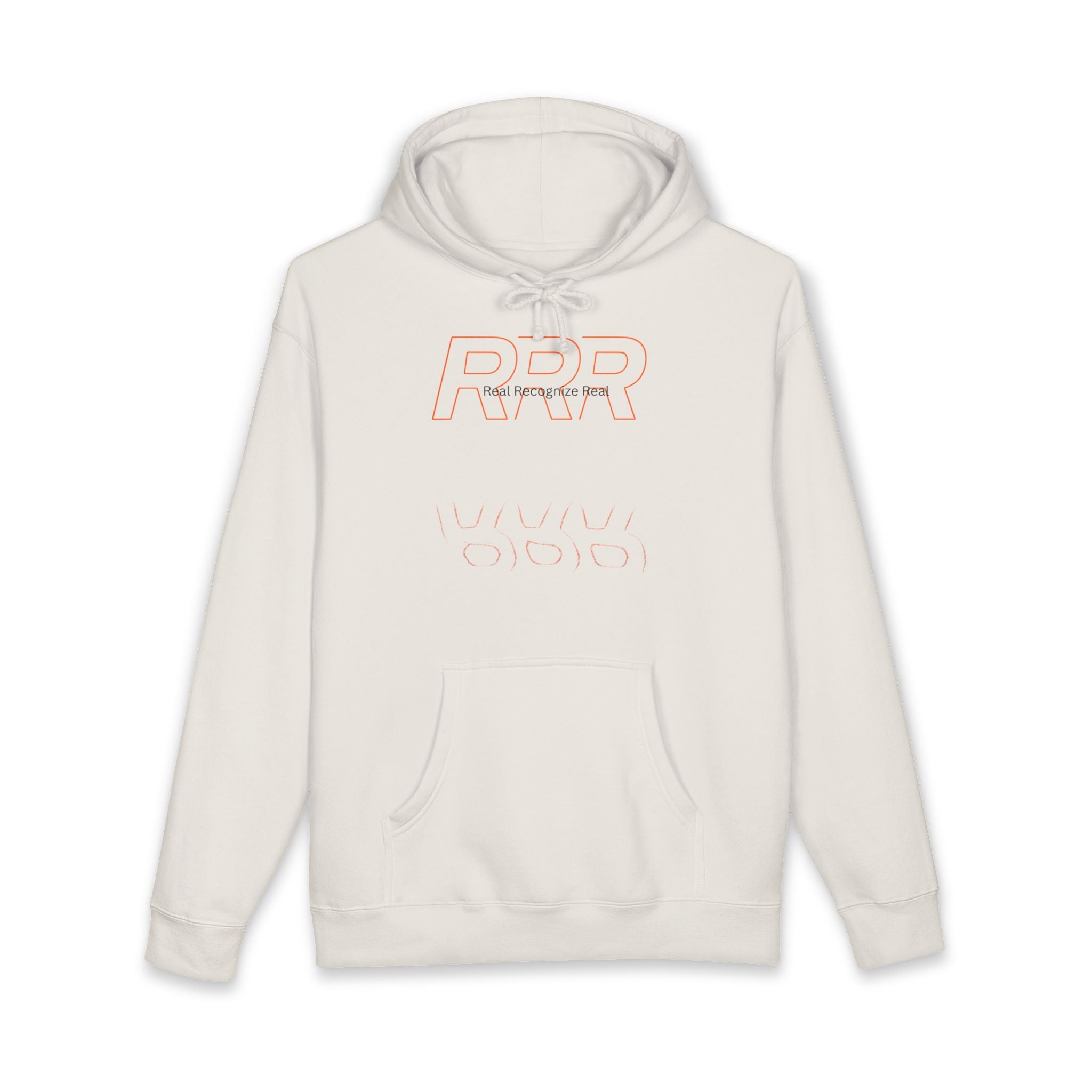 Minimalist 'RRR' Logo Hoodie — Retro Outline Graphic Pullover