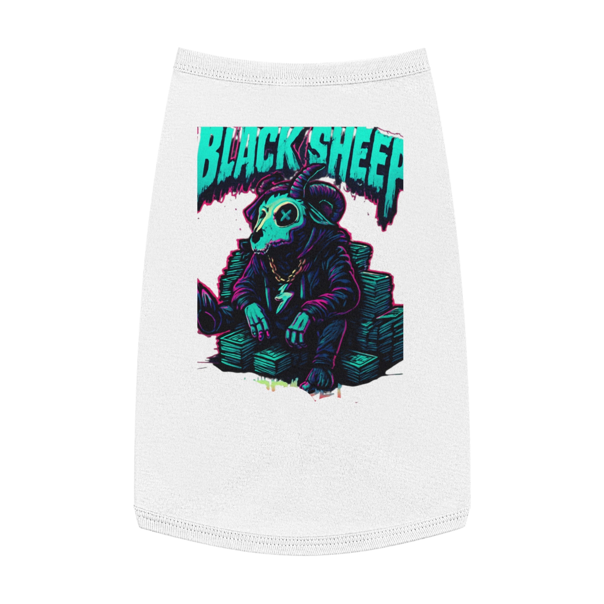Black Sheep Pet Tank — Neon Gothic Ram Skull Dog Shirt
