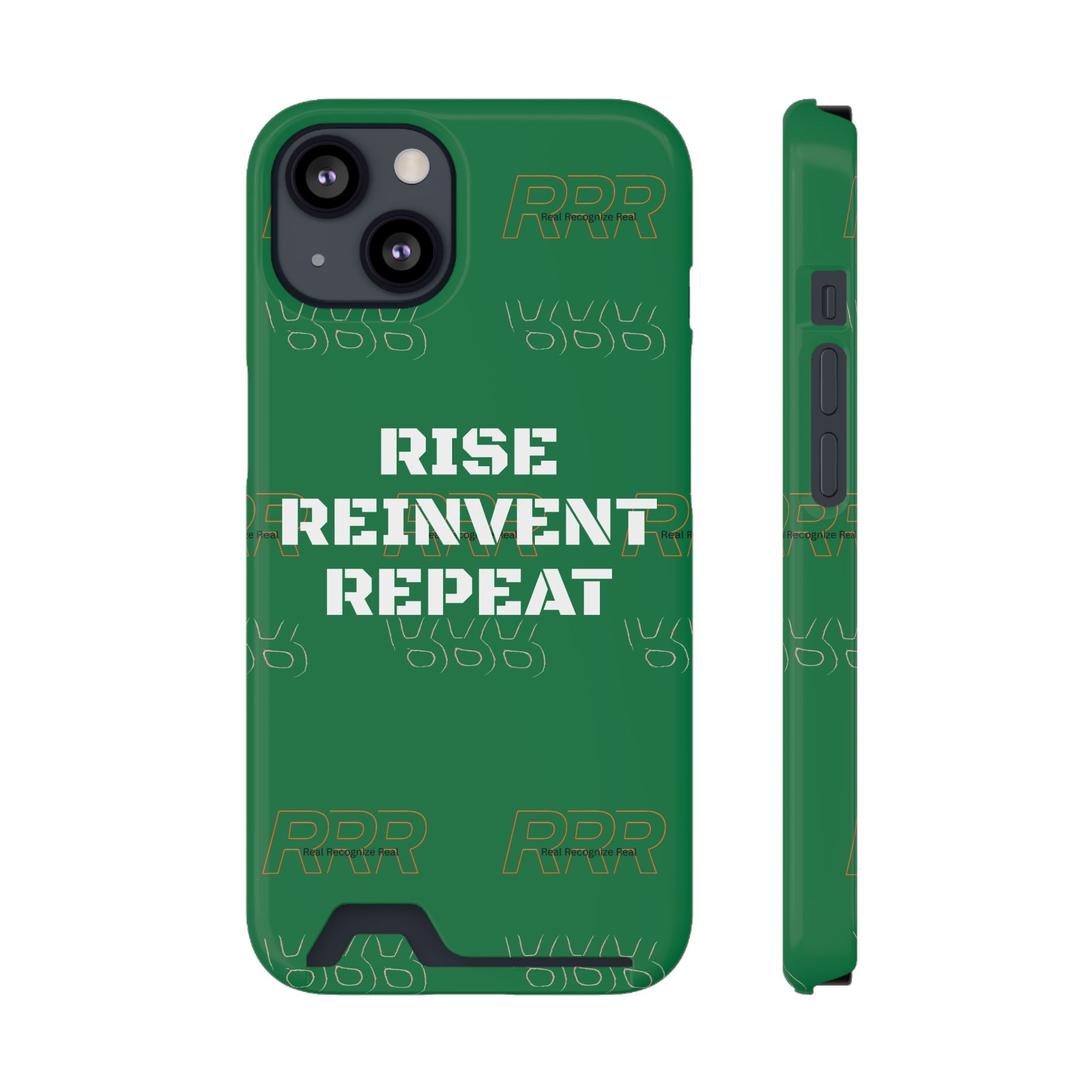 Green 'Rise Reinvent Repeat' Card Holder Phone Case — Motivational Protective Cover