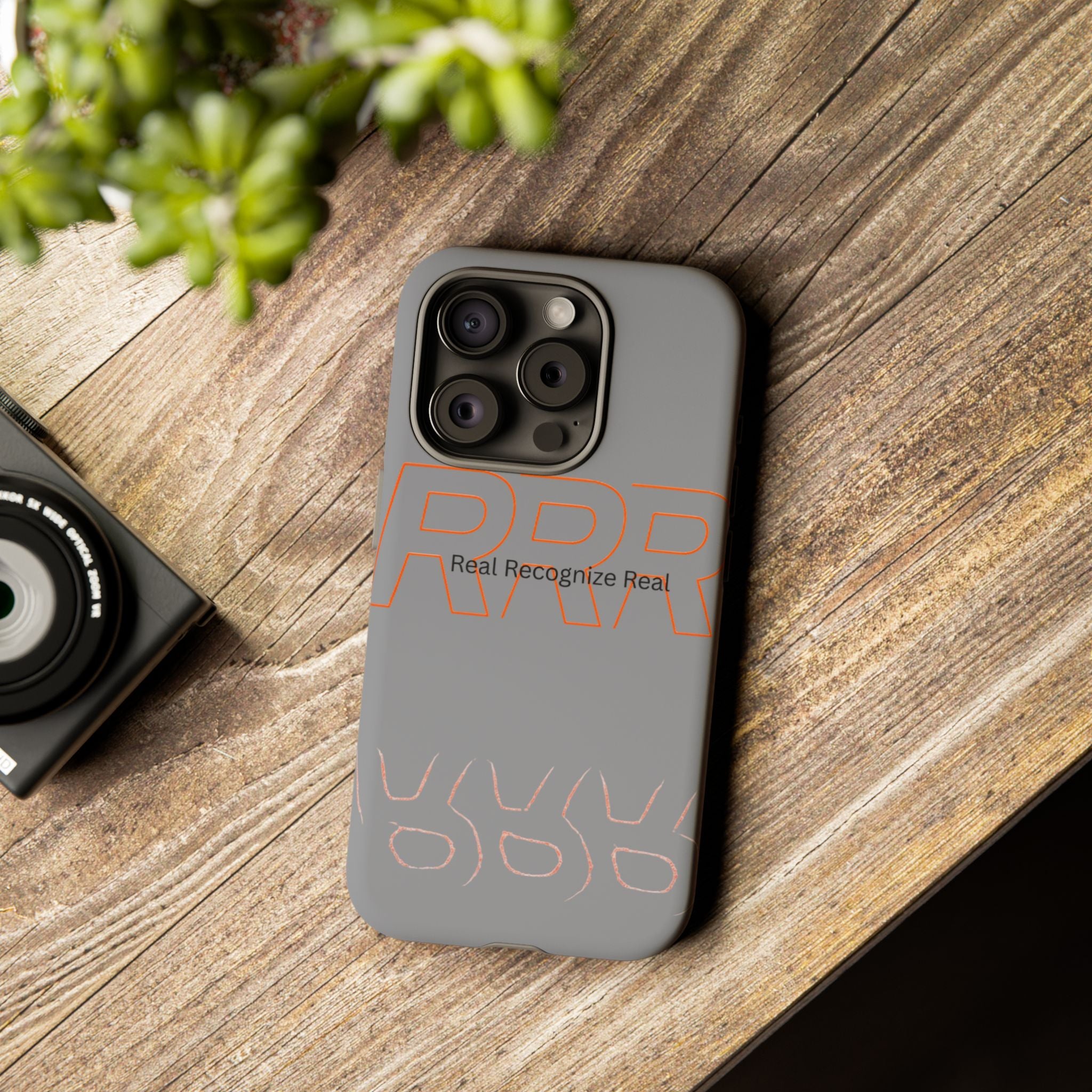 Tough Cases — 'Real Recognize Real' Protective Phone Case (Gray, Retro Outline Design)