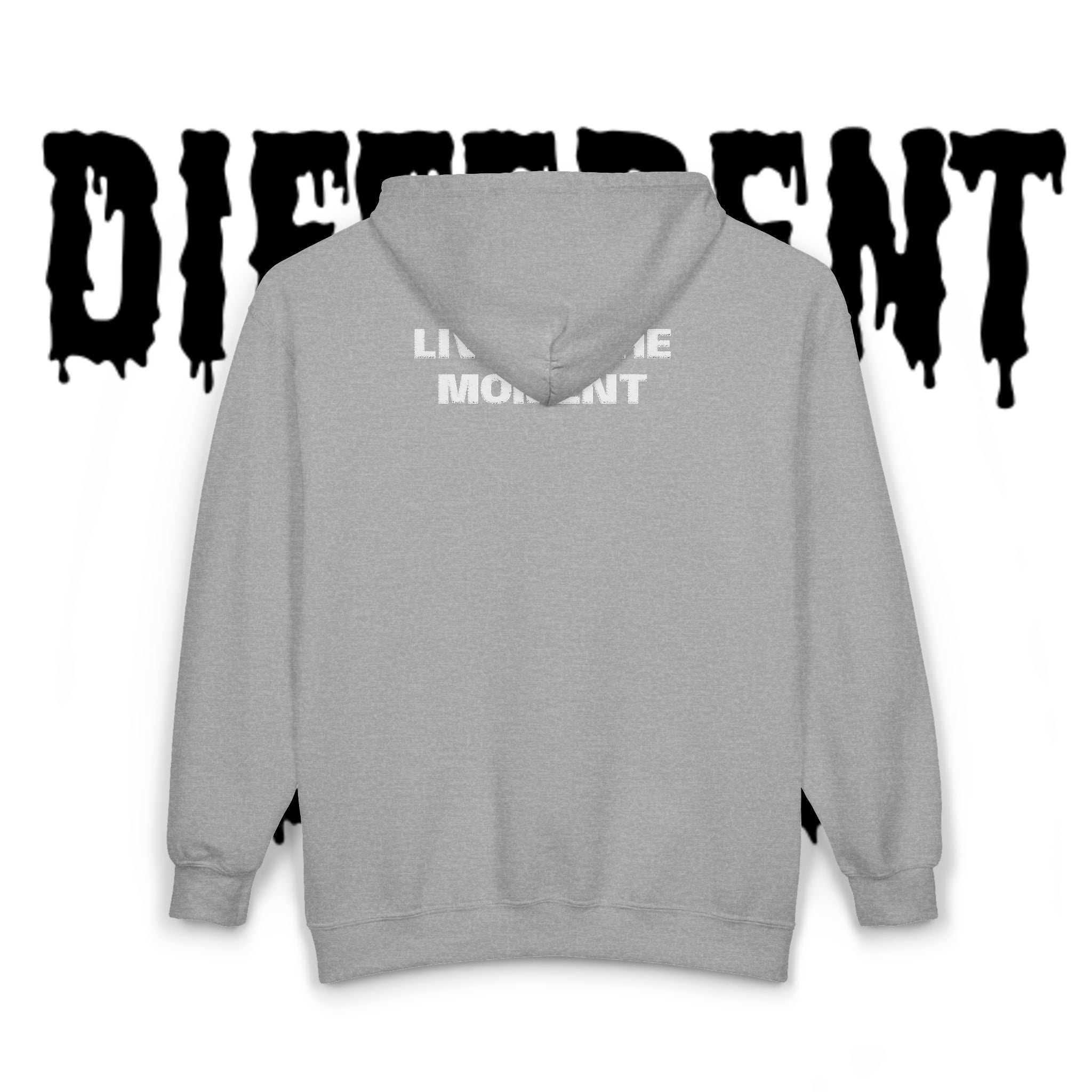 Live in the Moment Zip Hoodie — Minimal Motivational Full-Zip Sweatshirt