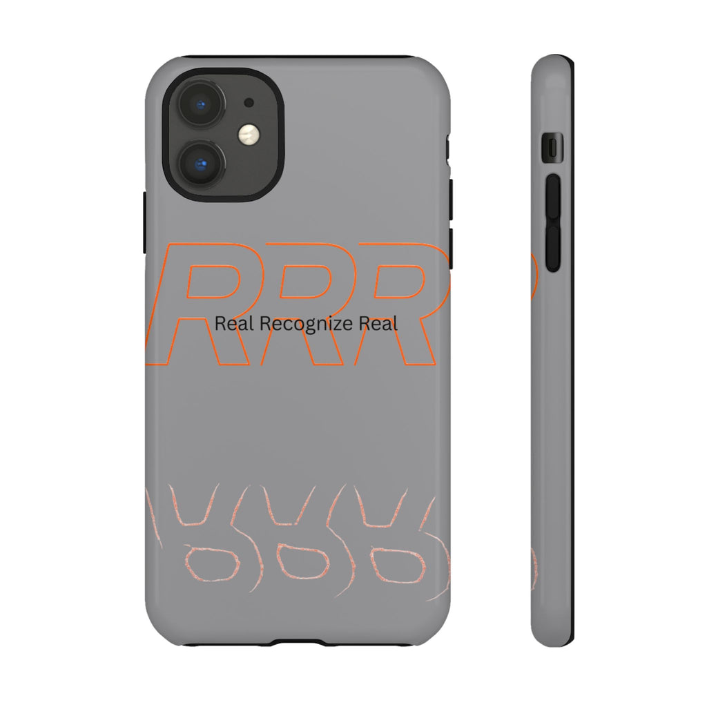 Tough Cases — 'Real Recognize Real' Protective Phone Case (Gray, Retro Outline Design)