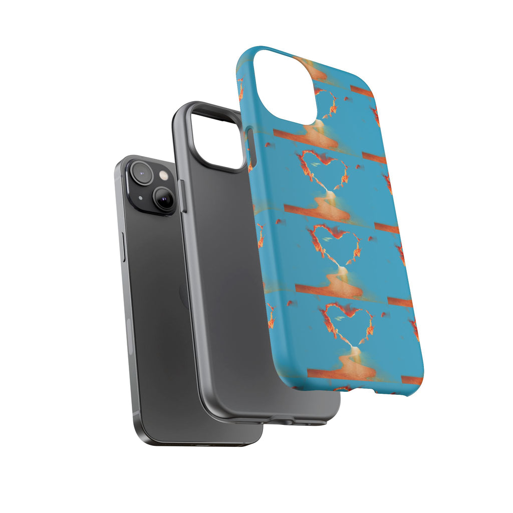 Heart Flame Tough Phone Case — Blue Sunset Protective Cover