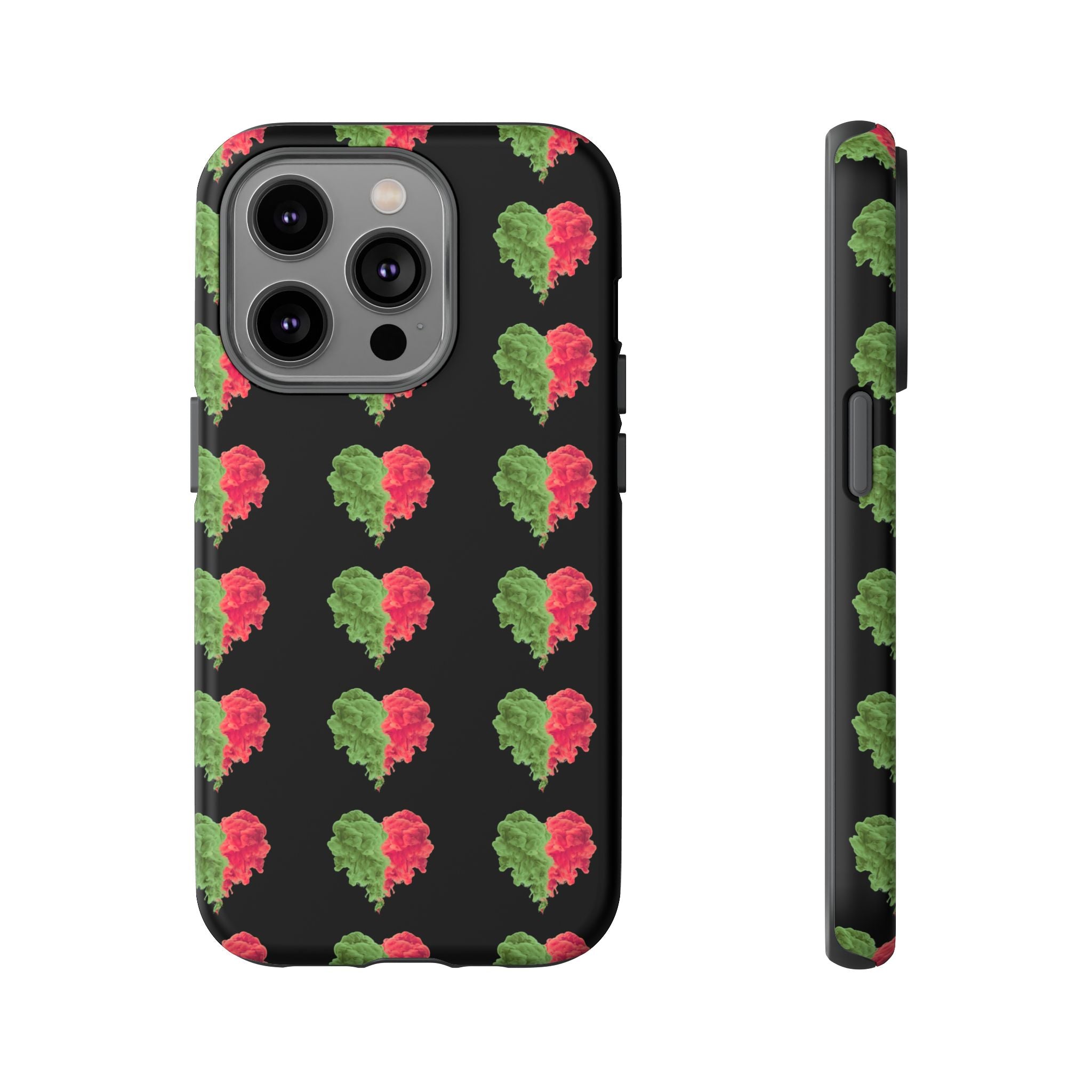 Ripped Heart Pattern Tough Phone Case — Floral Red & Green Heart Protection