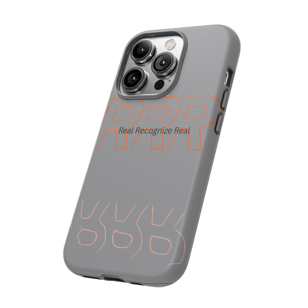 Tough Cases — 'Real Recognize Real' Protective Phone Case (Gray, Retro Outline Design)