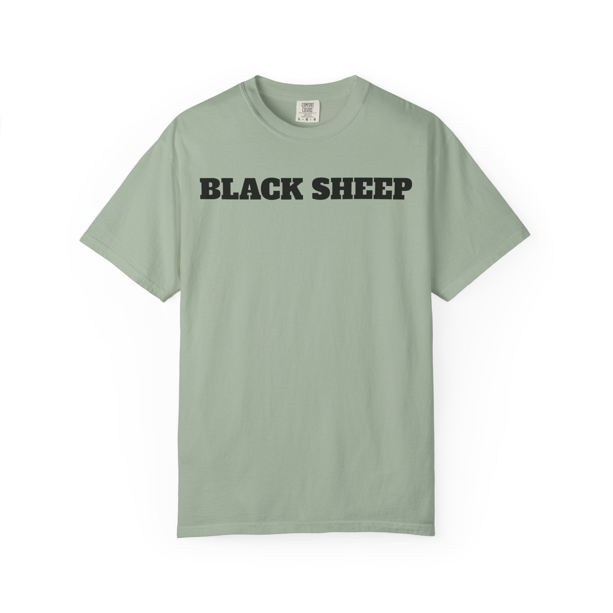 Black Sheep T-Shirt — Bold Back Lip Graphic & Front Text