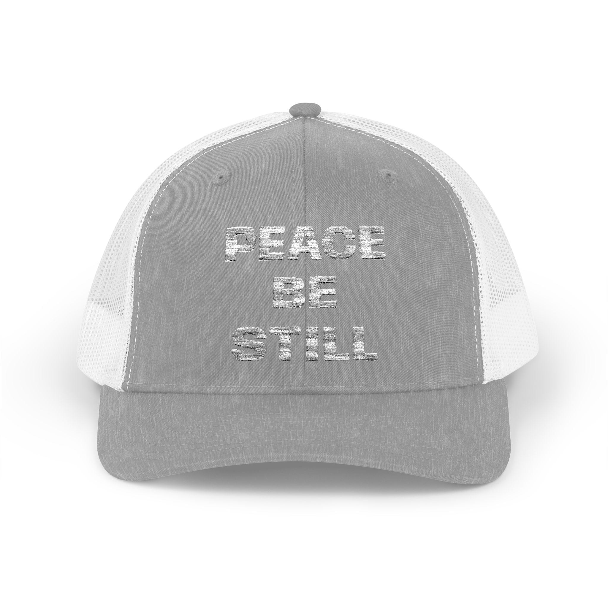 Peace Be Still Snapback Trucker Cap — Inspirational Mesh Back Hat