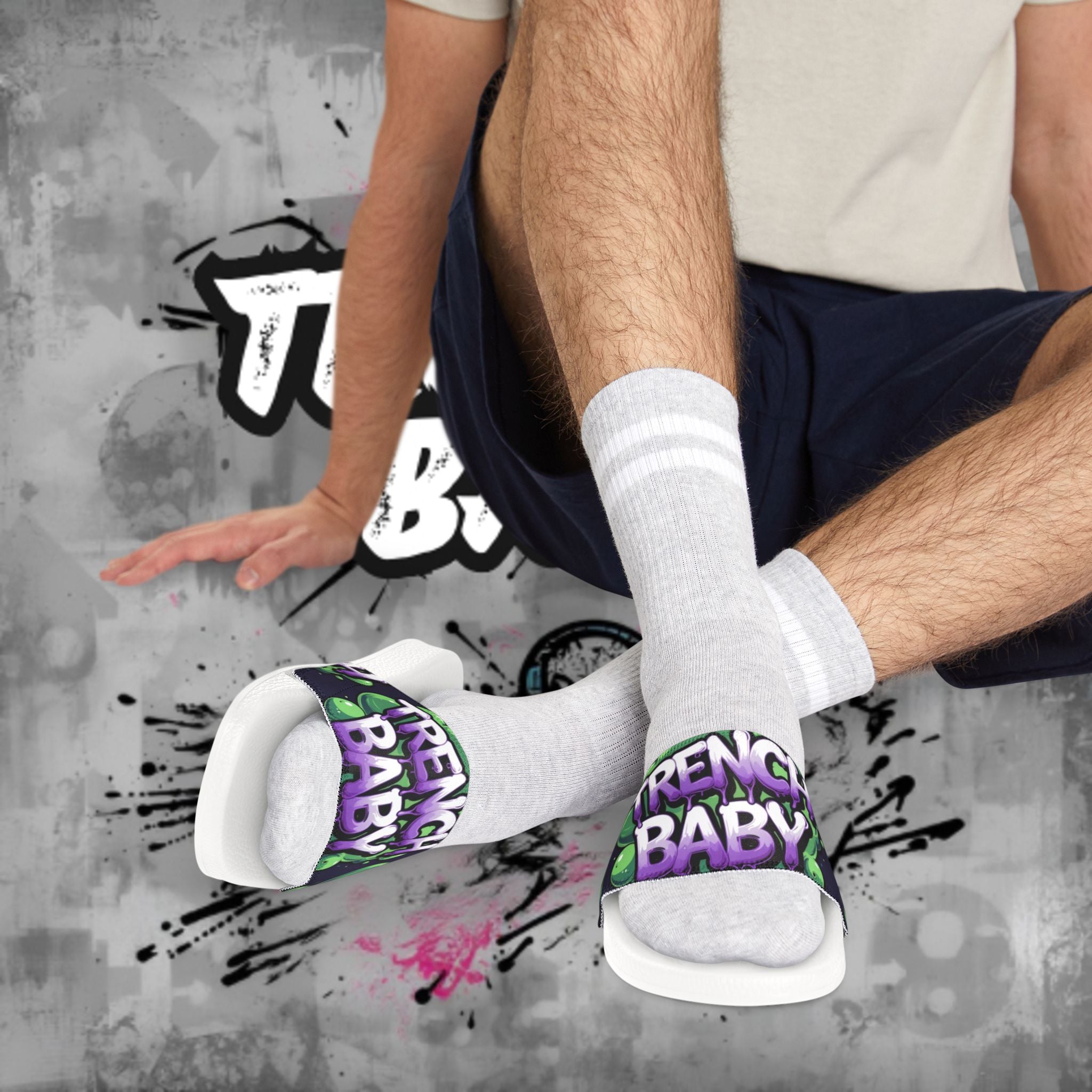 French Baby Slide Sandals — Men's Graphic Removable‑Strap Slides