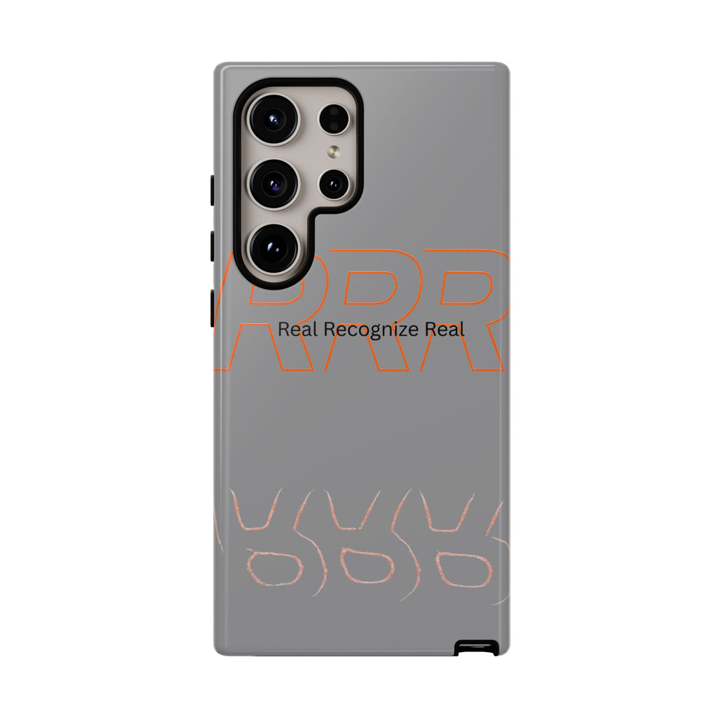 Tough Cases — 'Real Recognize Real' Protective Phone Case (Gray, Retro Outline Design)