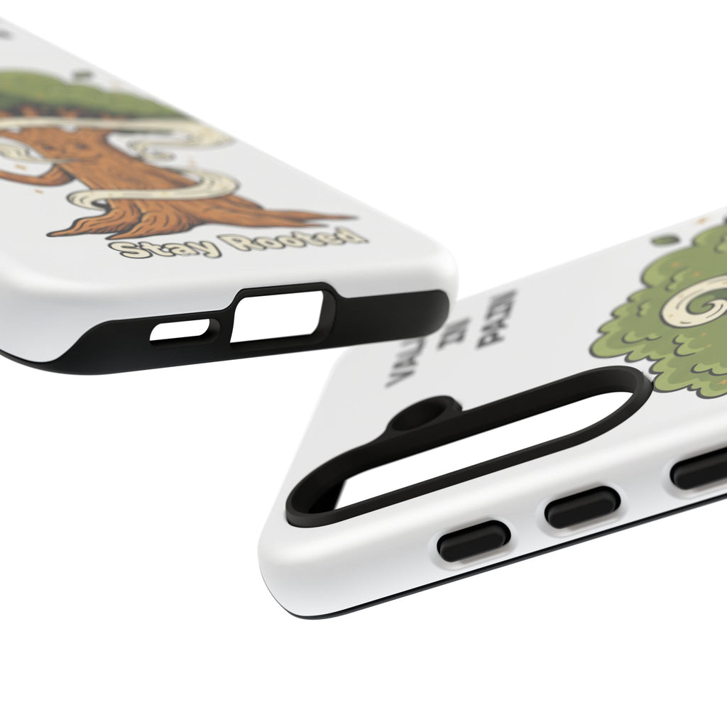 Phone Case — "Stay Rooted" Tree Design with "Value in Pain" Text