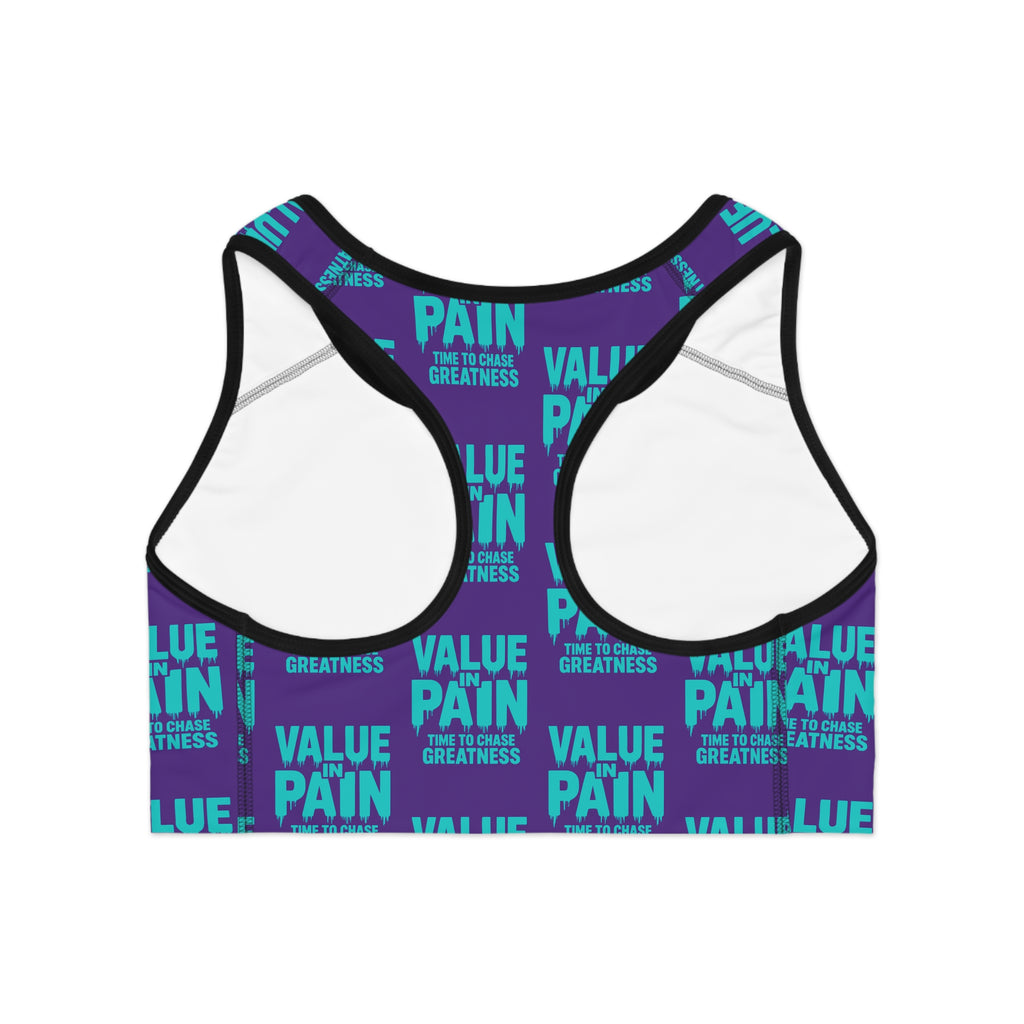 Sports Bra — "Value Pain" Motivational Athletic Crop for Women