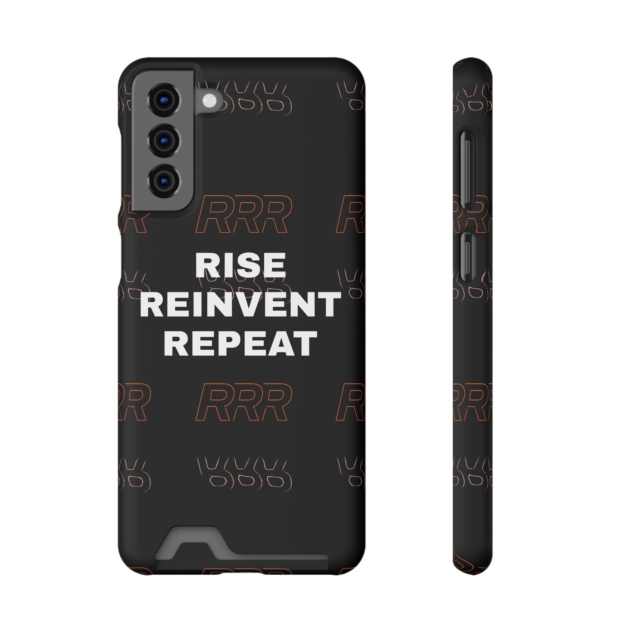 Rise Reinvent Repeat Phone Card Case — Slim Wallet Phone Case with Motivational Design