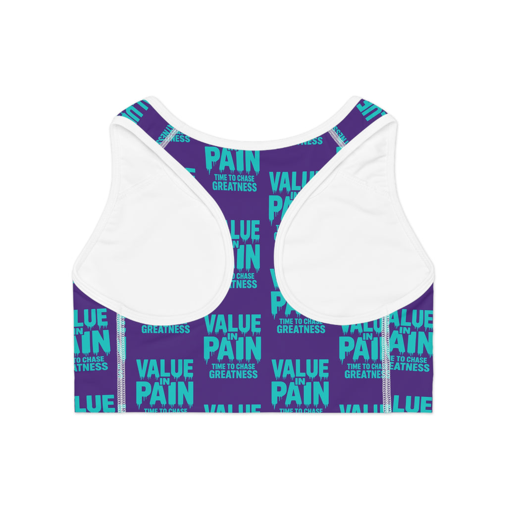 Sports Bra — "Value Pain" Motivational Athletic Crop for Women