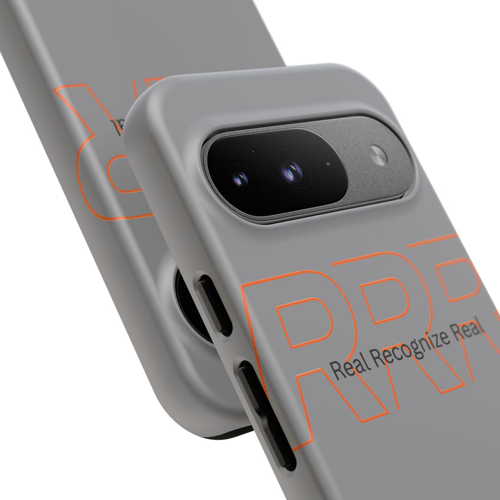 Tough Cases — 'Real Recognize Real' Protective Phone Case (Gray, Retro Outline Design)