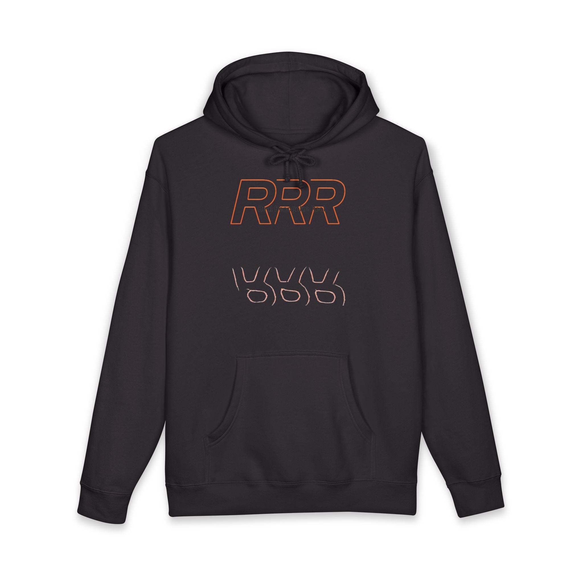 Minimalist 'RRR' Logo Hoodie — Retro Outline Graphic Pullover
