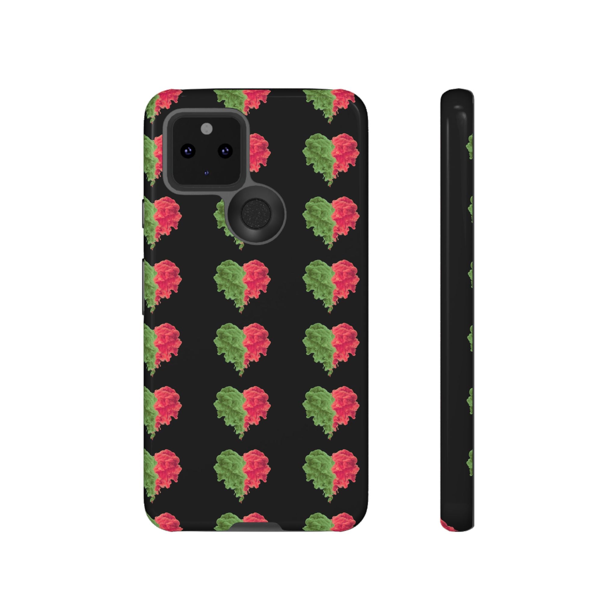 Ripped Heart Pattern Tough Phone Case — Floral Red & Green Heart Protection