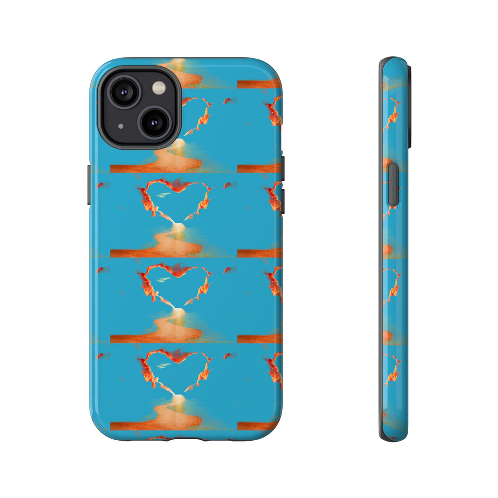 Heart Flame Tough Phone Case — Blue Sunset Protective Cover
