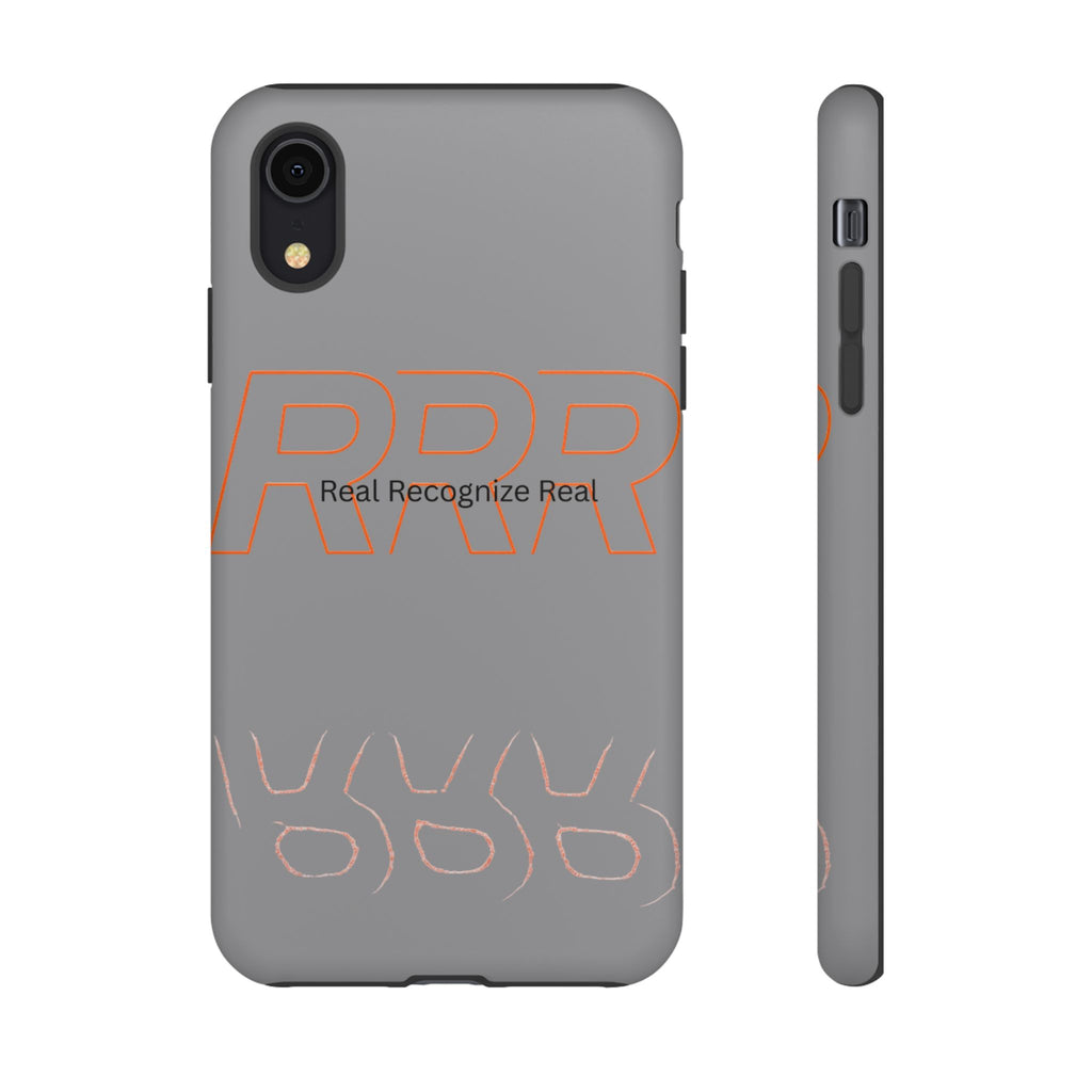 Tough Cases — 'Real Recognize Real' Protective Phone Case (Gray, Retro Outline Design)