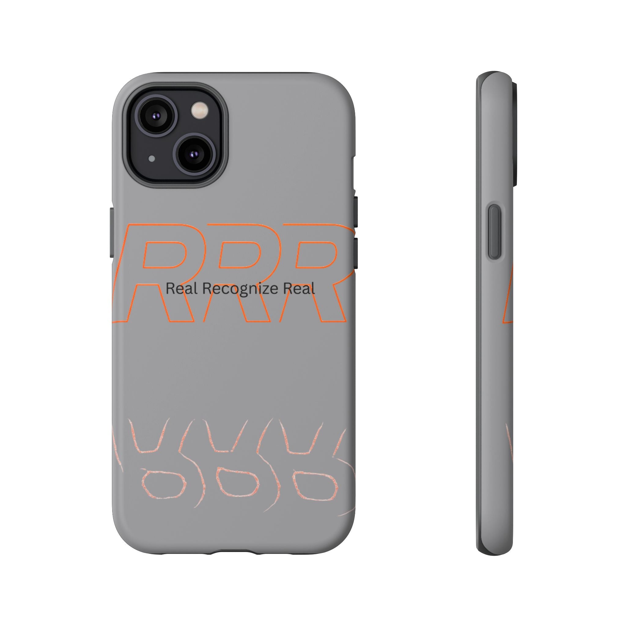 Tough Cases — 'Real Recognize Real' Protective Phone Case (Gray, Retro Outline Design)