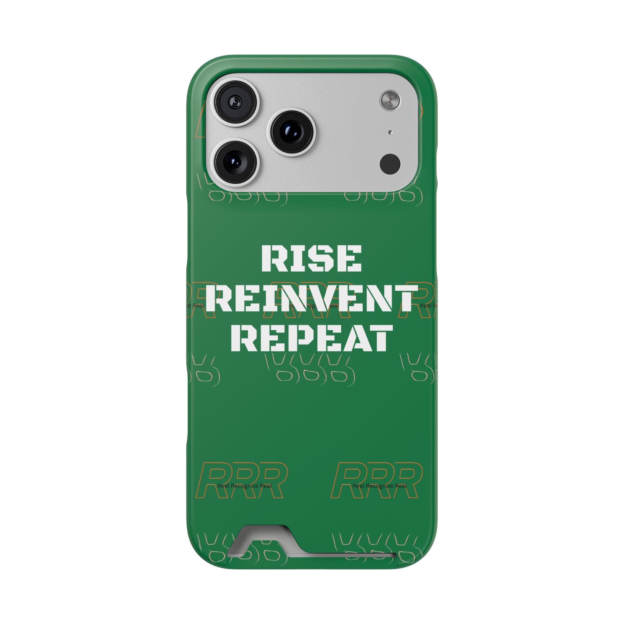 Green 'Rise Reinvent Repeat' Card Holder Phone Case — Motivational Protective Cover