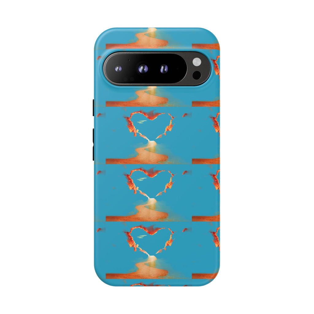 Heart Flame Tough Phone Case — Blue Sunset Protective Cover