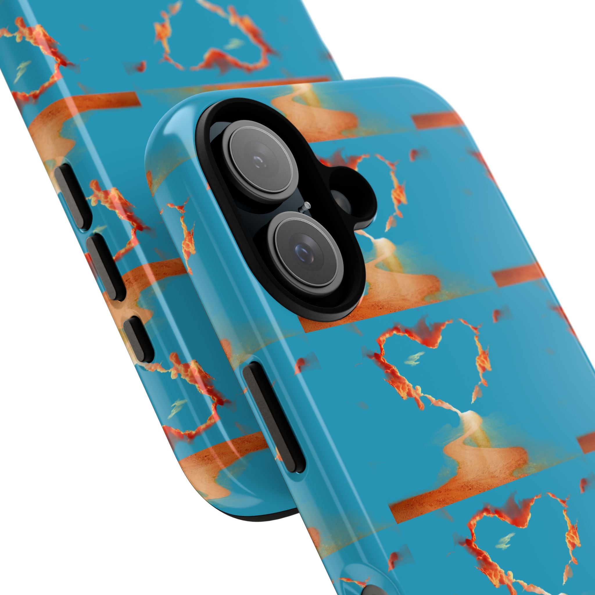 Heart Flame Tough Phone Case — Blue Sunset Protective Cover
