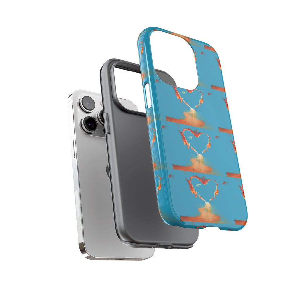 Heart Flame Tough Phone Case — Blue Sunset Protective Cover