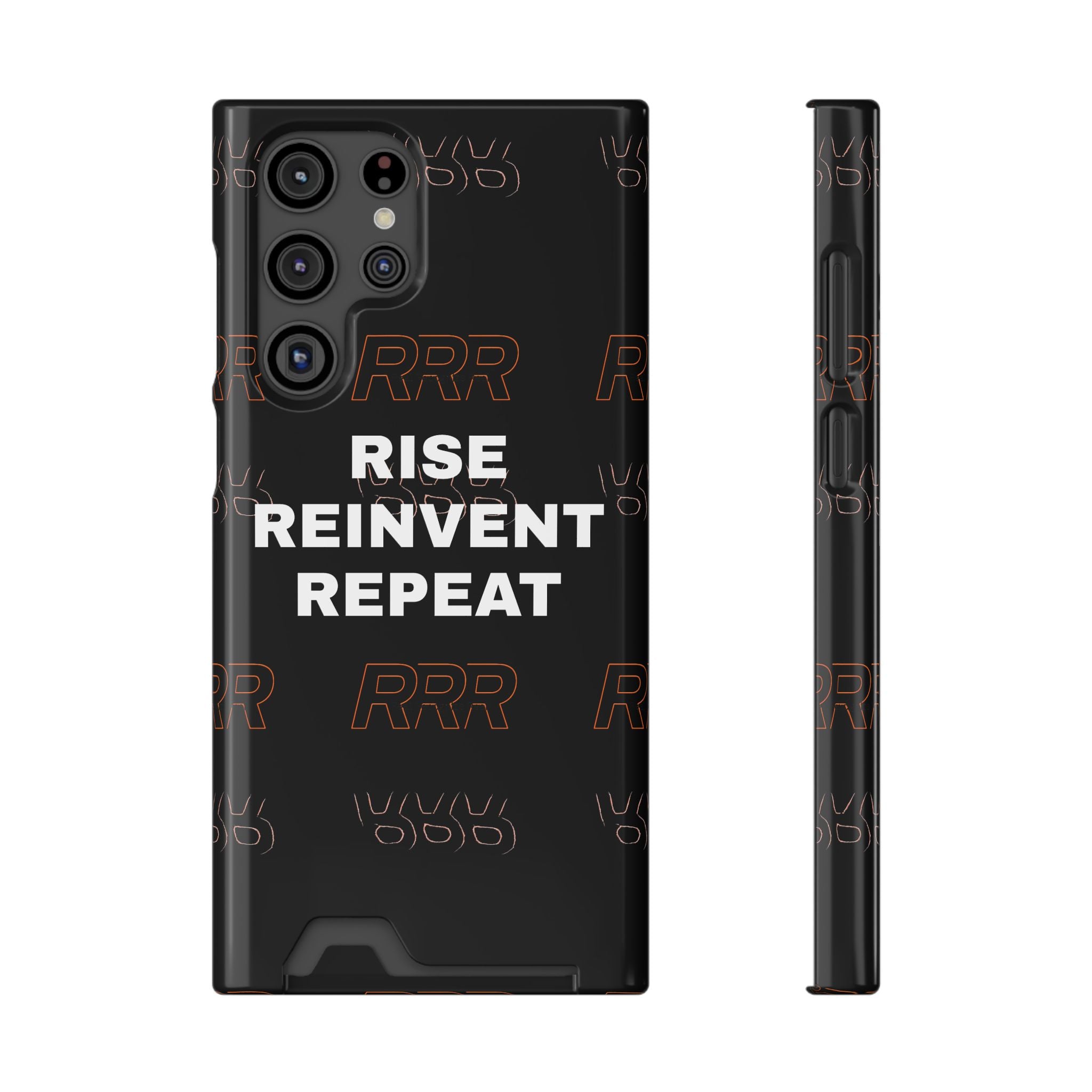 Rise Reinvent Repeat Phone Card Case — Slim Wallet Phone Case with Motivational Design