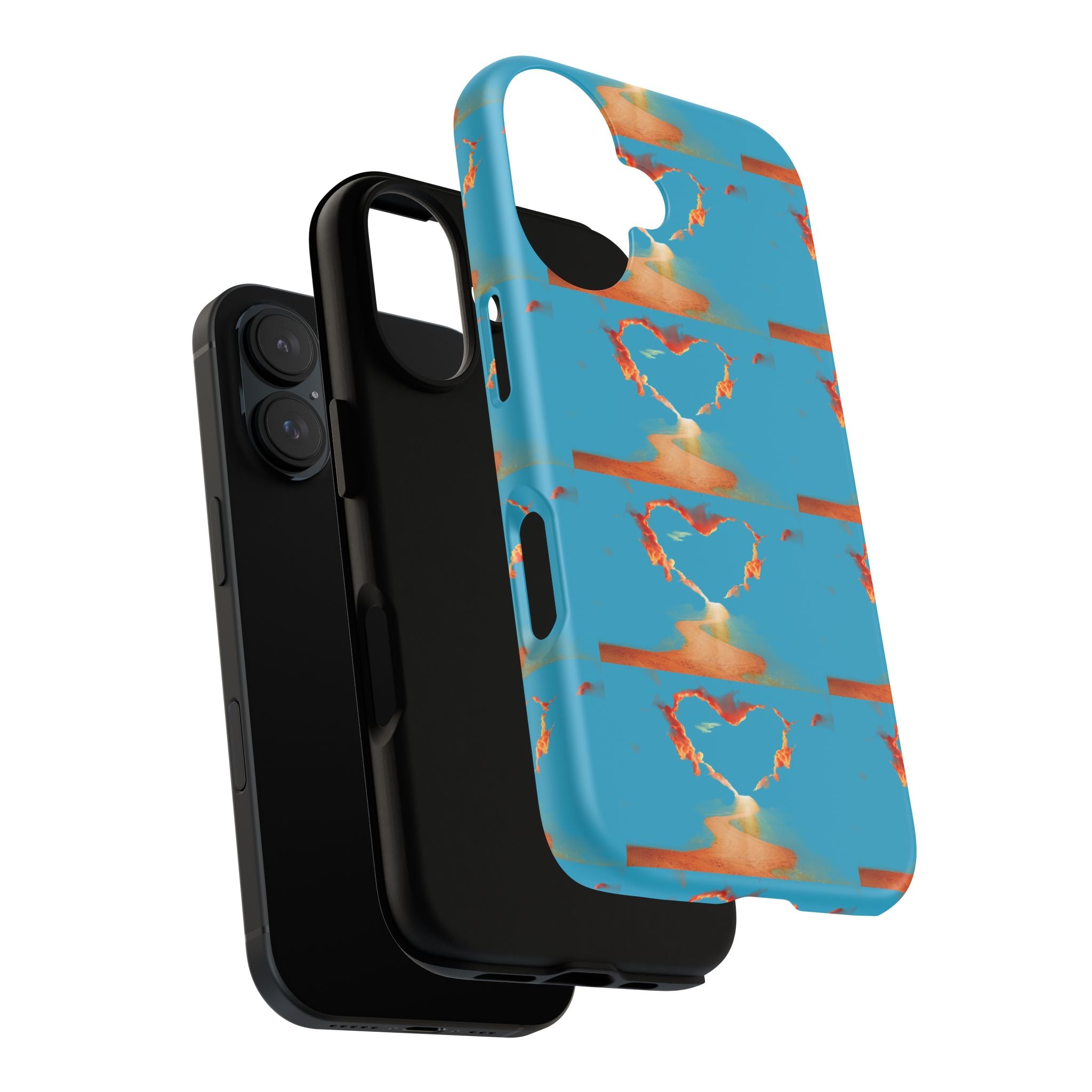 Heart Flame Tough Phone Case — Blue Sunset Protective Cover