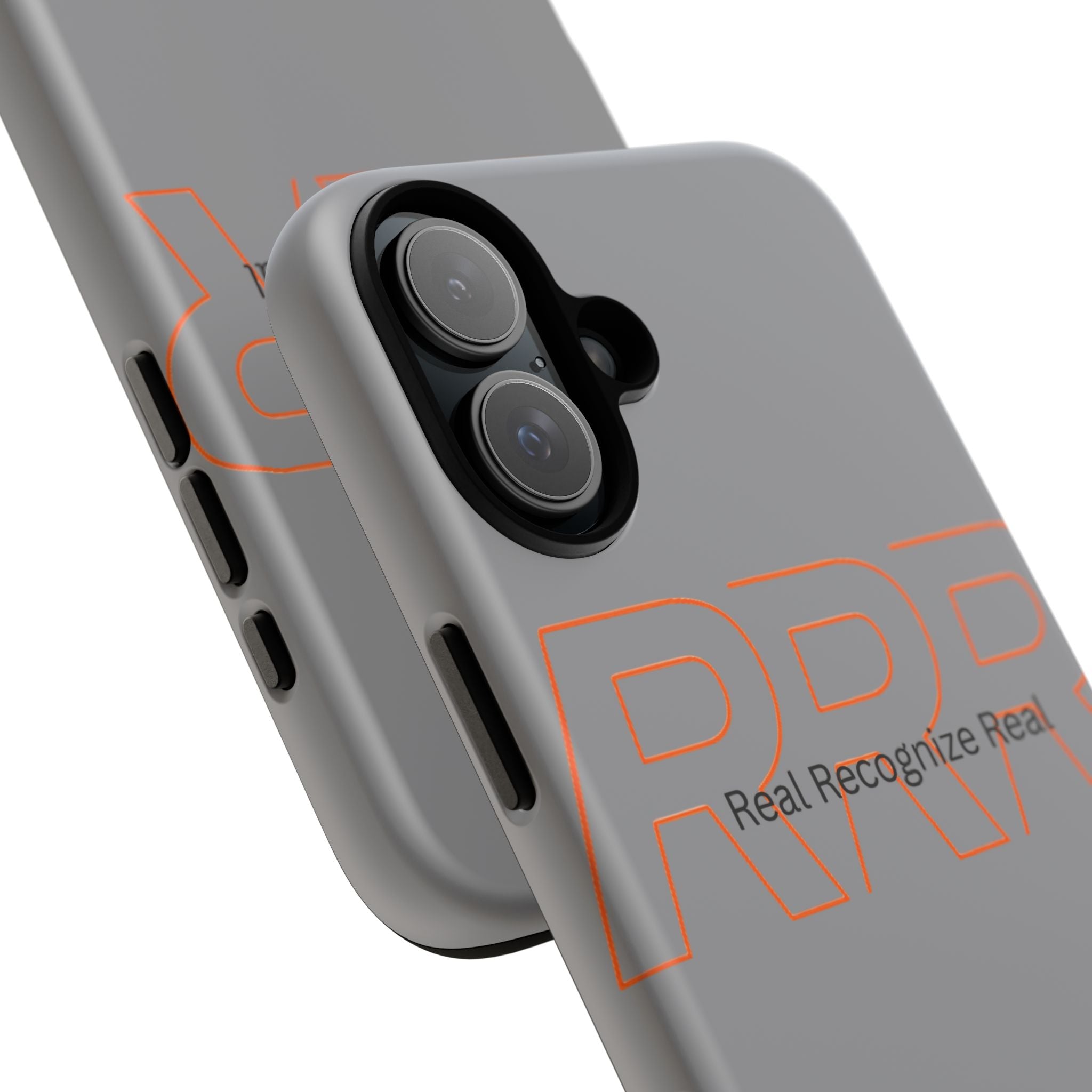 Tough Cases — 'Real Recognize Real' Protective Phone Case (Gray, Retro Outline Design)