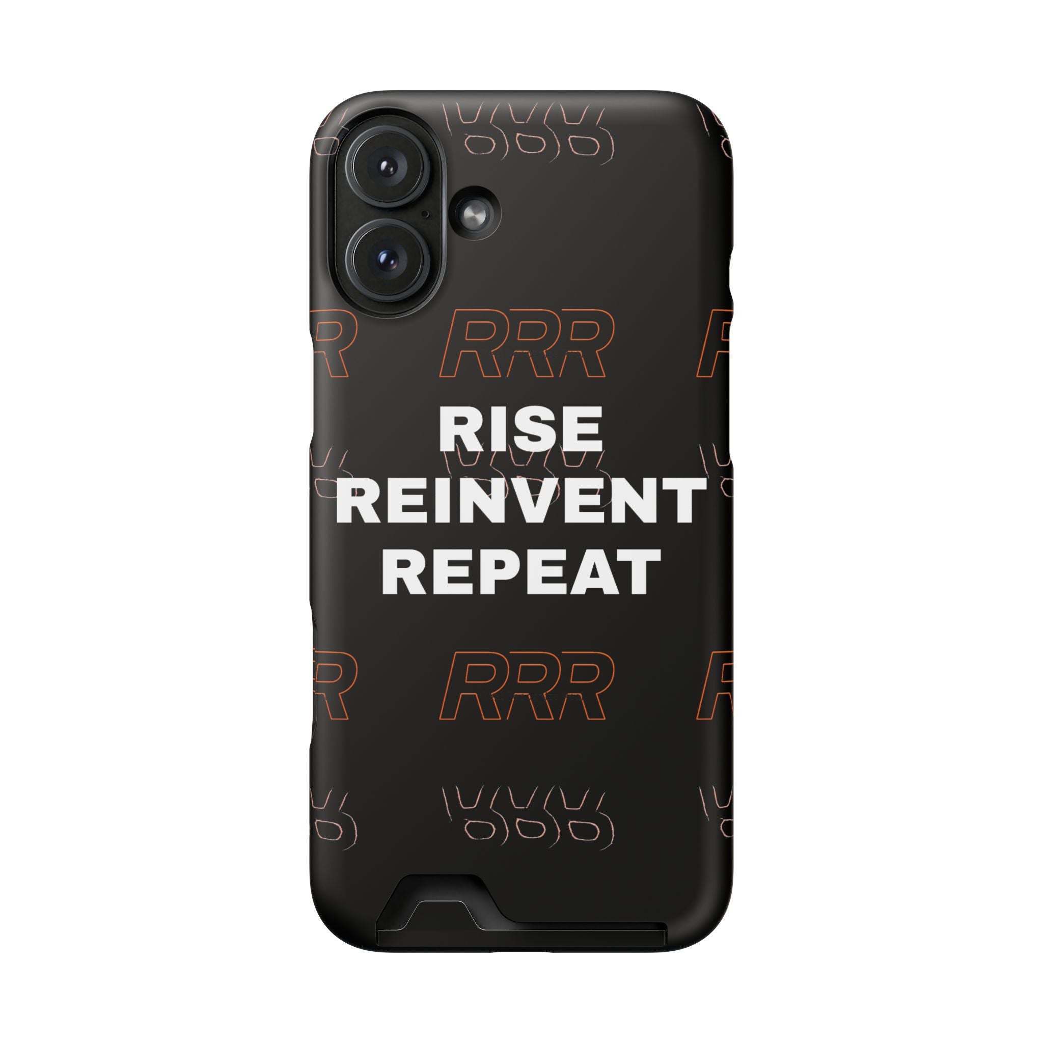 Rise Reinvent Repeat Phone Card Case — Slim Wallet Phone Case with Motivational Design