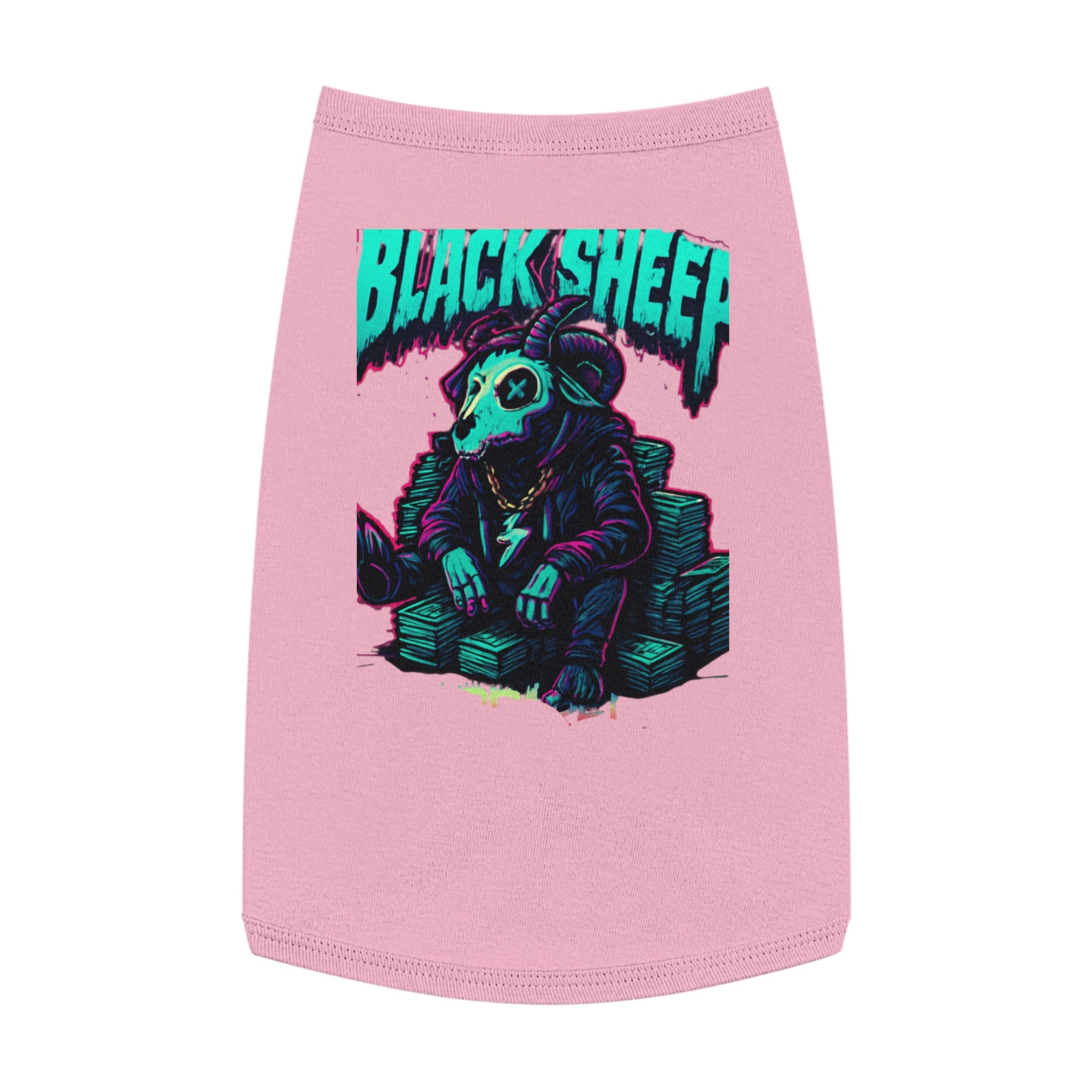 Black Sheep Pet Tank — Neon Gothic Ram Skull Dog Shirt