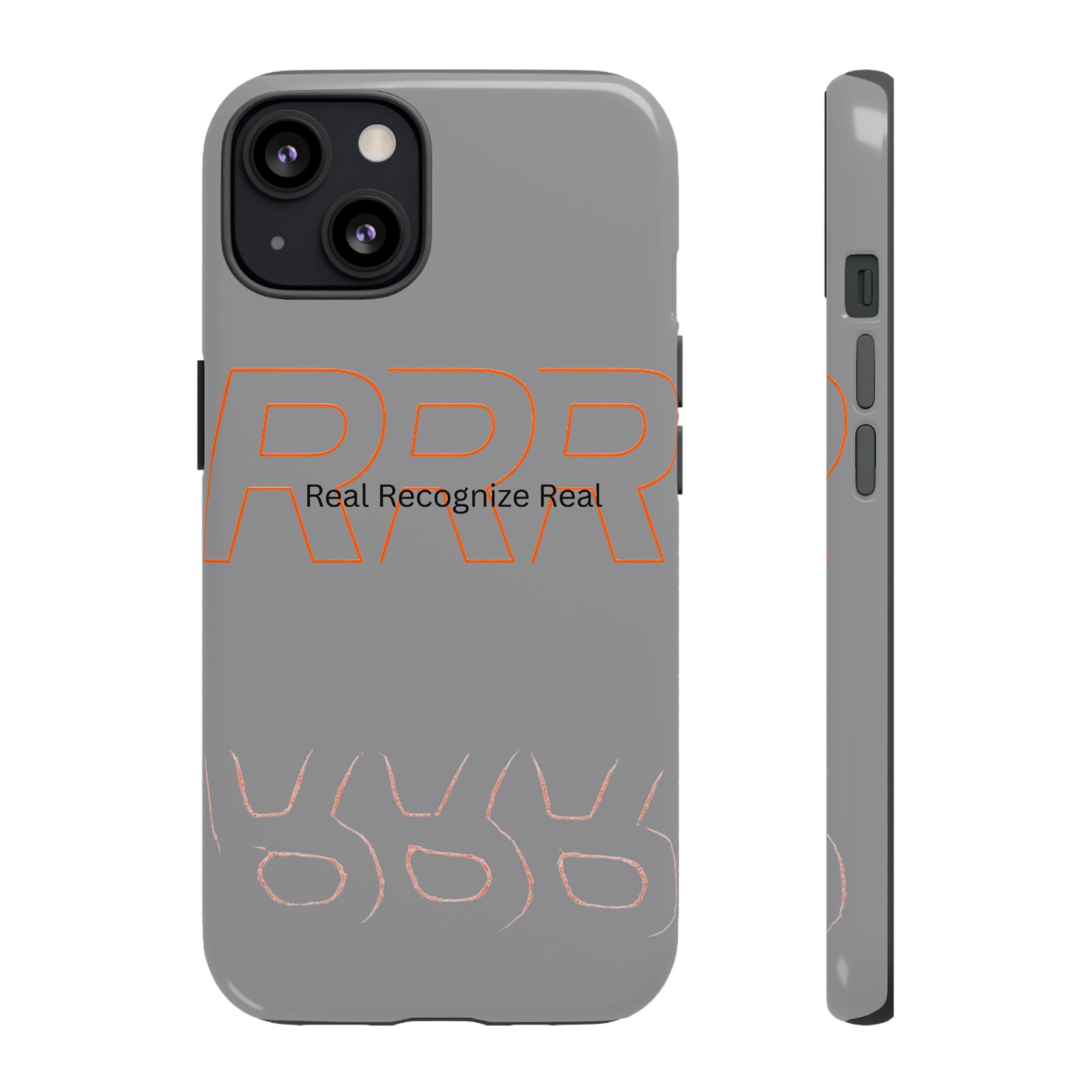 Tough Cases — 'Real Recognize Real' Protective Phone Case (Gray, Retro Outline Design)