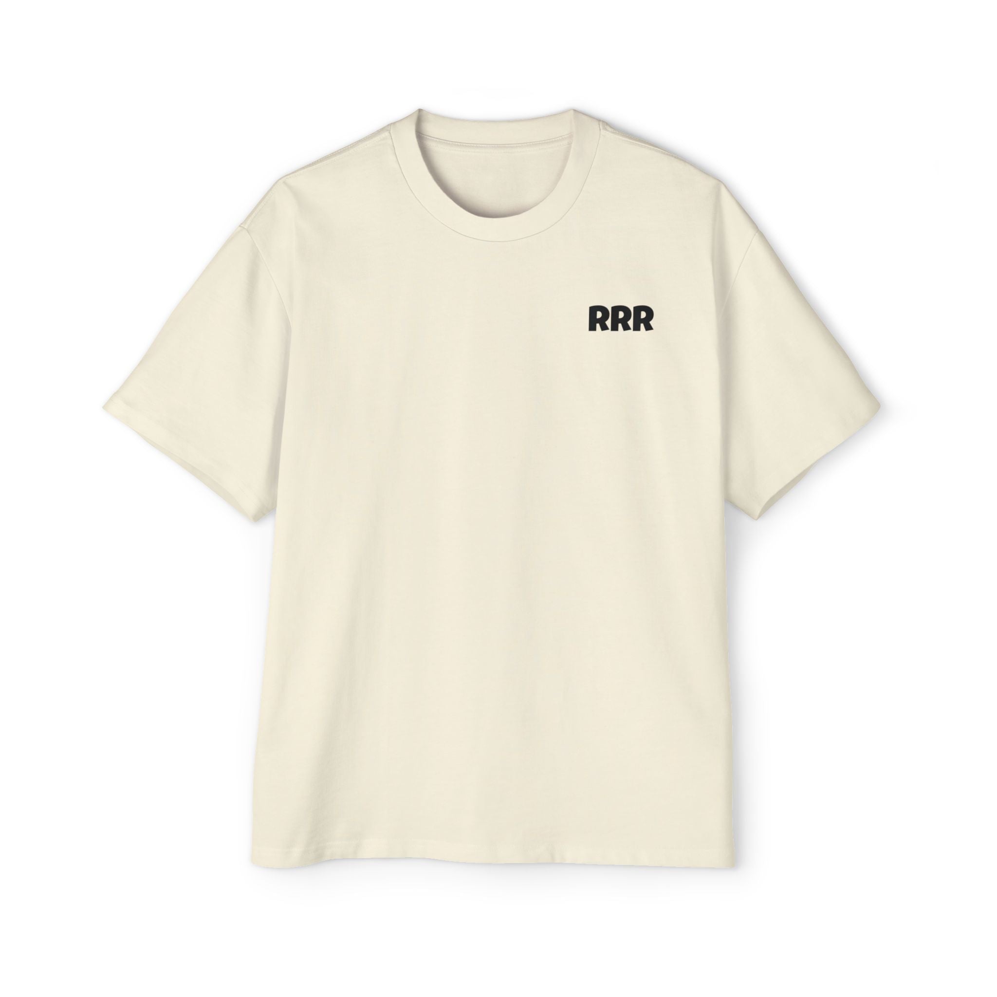 Triple R Oversized Tee — White 'RRR' Chest & 'TRIPLE R' Back Graphic