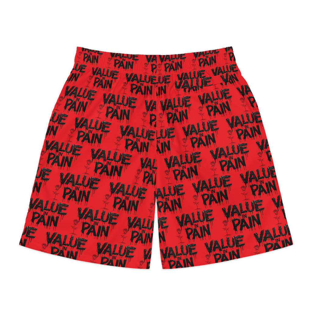 Men's AOP Jogger Shorts — Red "Value Pain" Goat Graphic