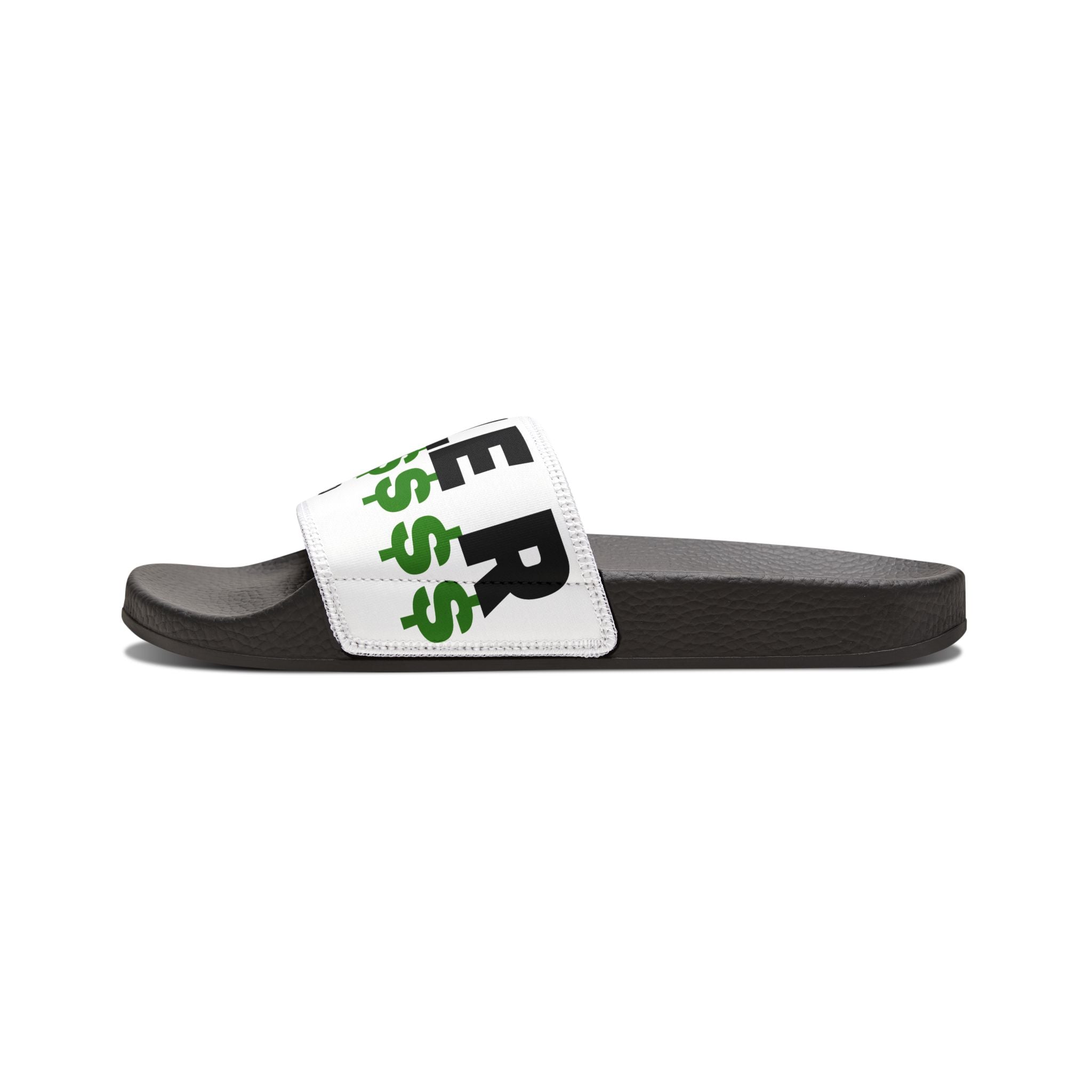 Slide Sandals — "Triple S: Sit, Stress, Reinvent, Repeat" Graphic Pool Slides [COSMO & WANDA]