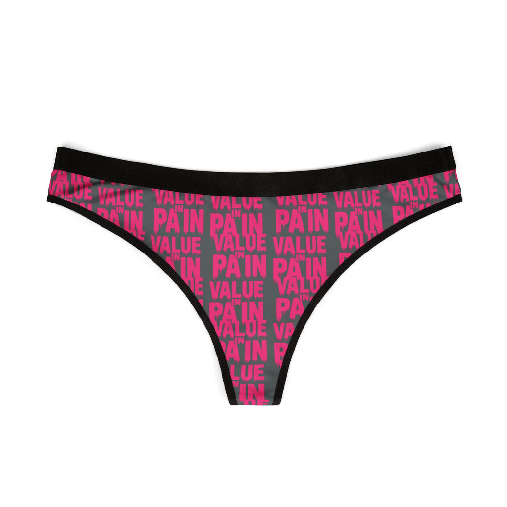Women's Thong — Pink 'Value Pain' All-Over Print