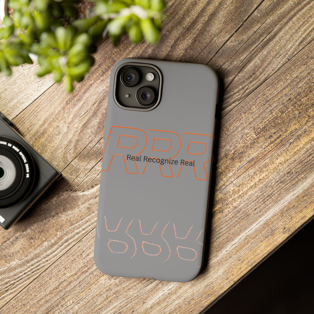 Tough Cases — 'Real Recognize Real' Protective Phone Case (Gray, Retro Outline Design)