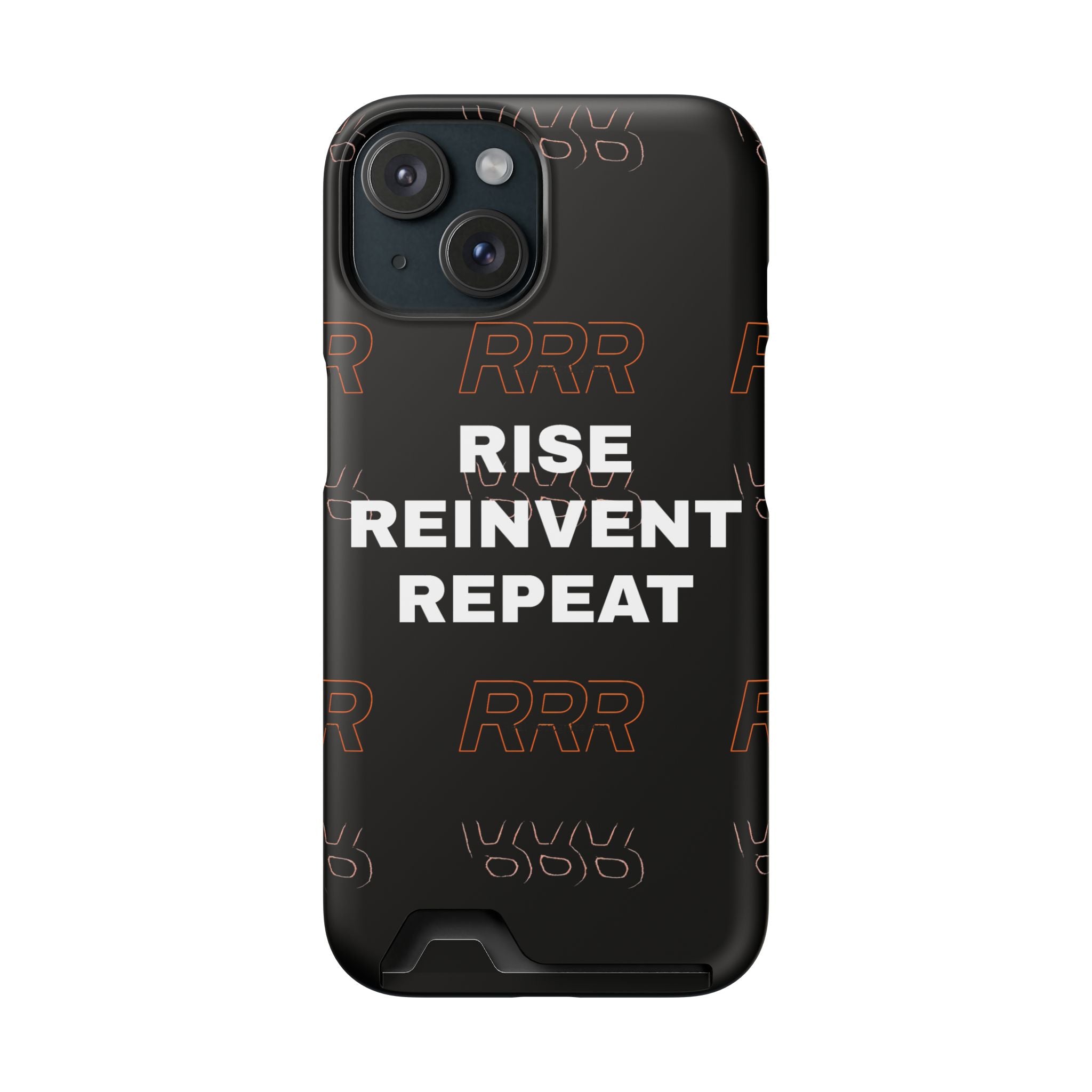 Rise Reinvent Repeat Phone Card Case — Slim Wallet Phone Case with Motivational Design