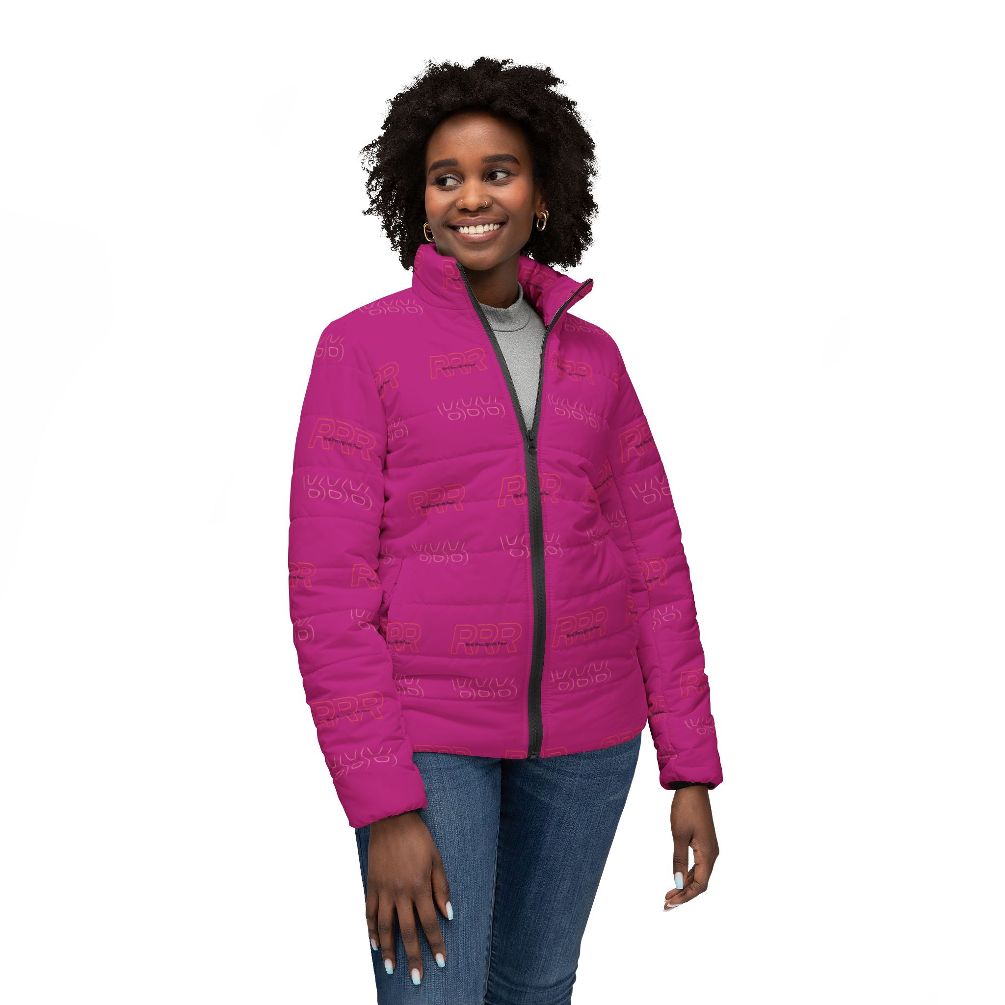 Women’s Puffer Jacket — Solid Magenta Quilted Winter Coat