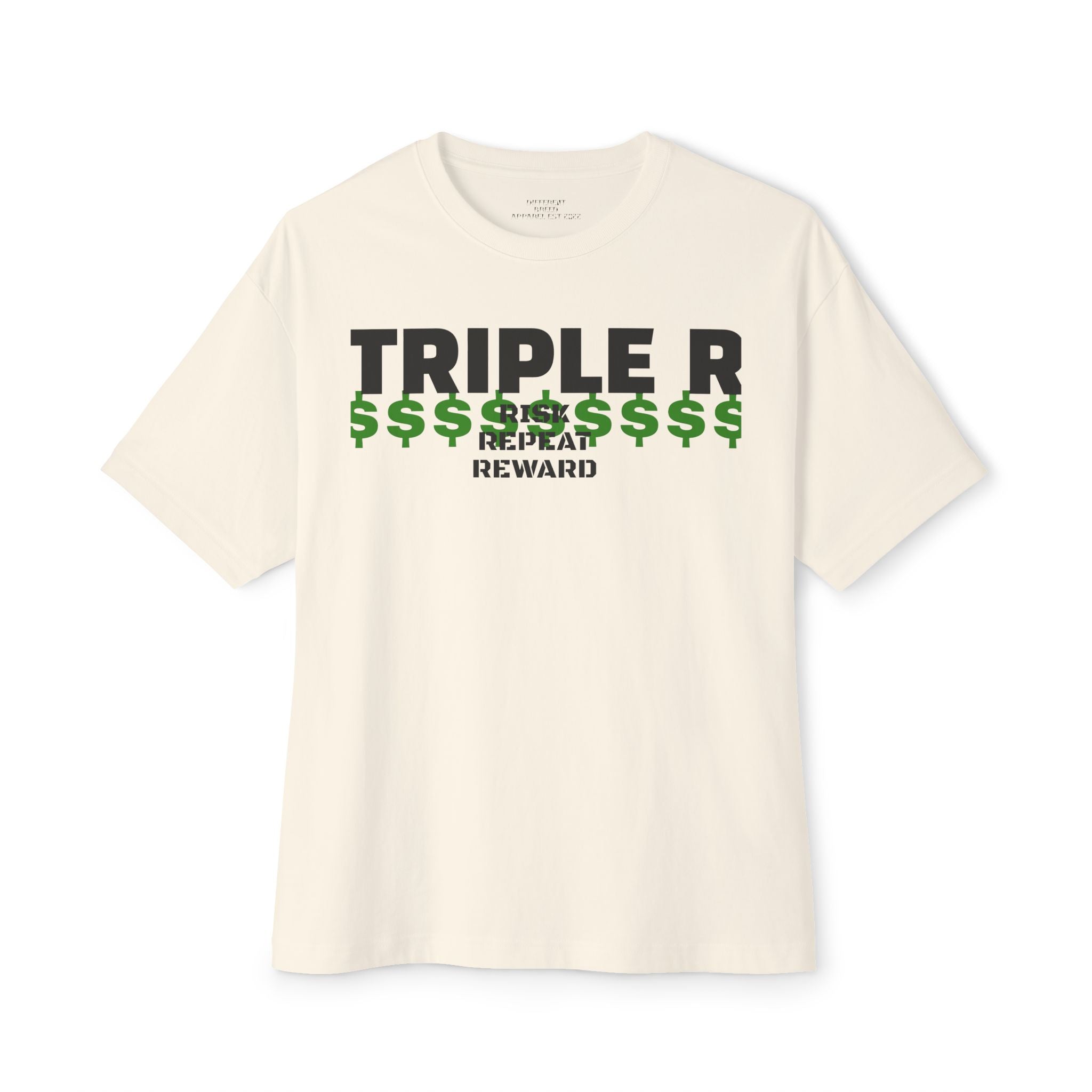 Triple R Reward Tee — Graphic Oversized Boxy T‑Shirt with Money Motif