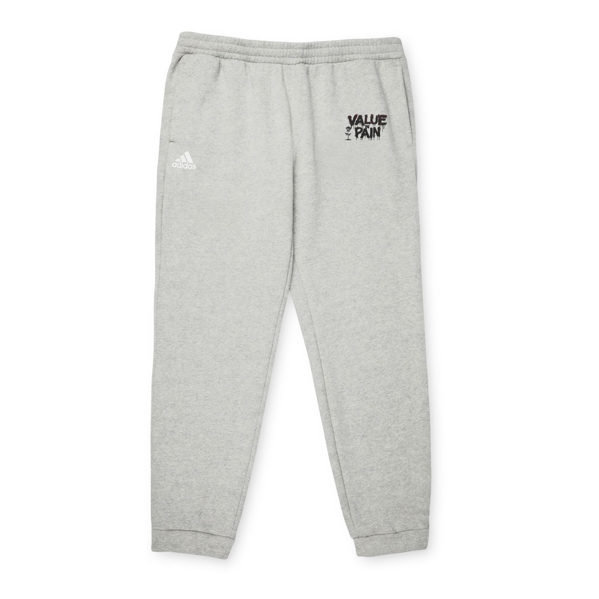Embroidered Bear Logo Joggers — Grey Fleece Sweatpants