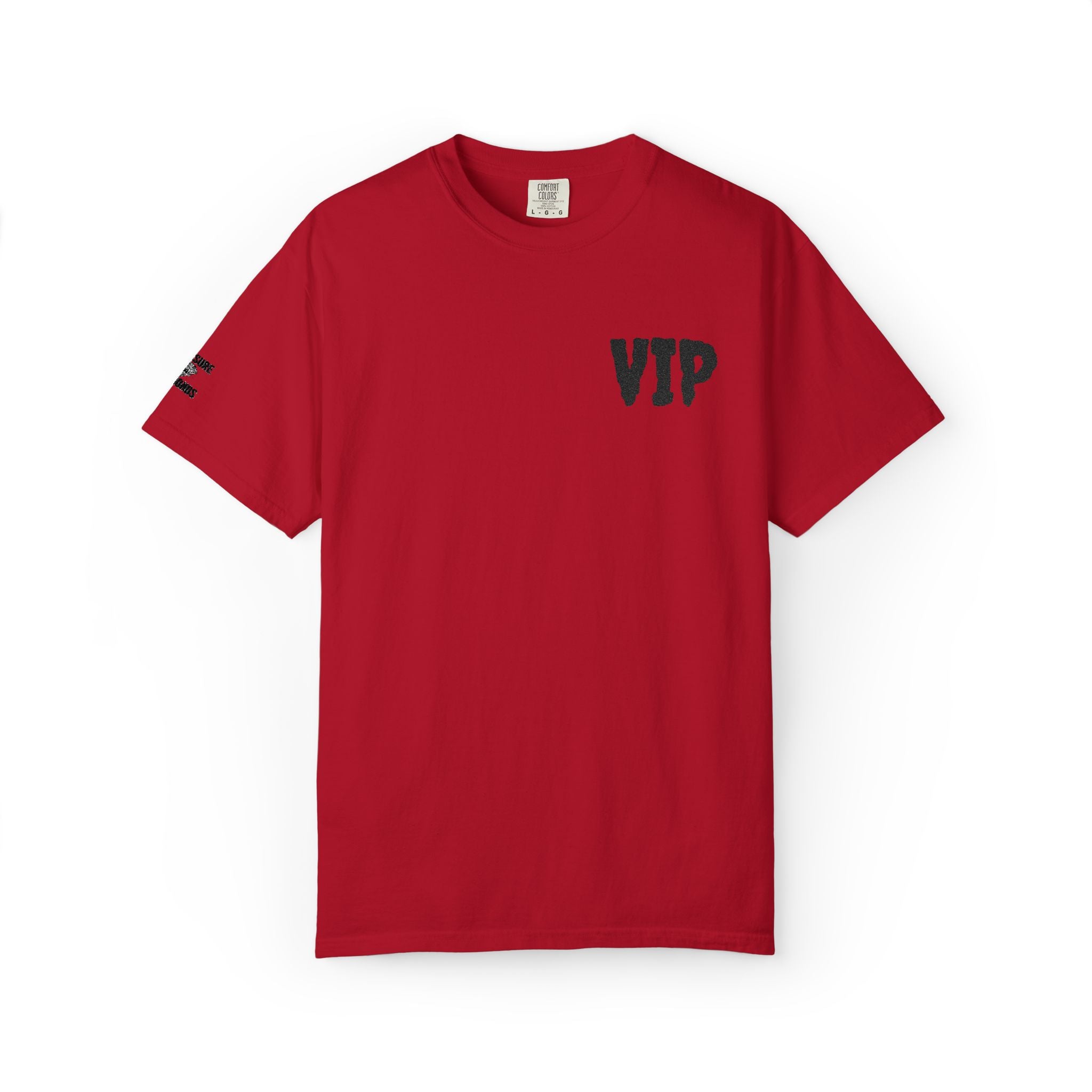 VIP Graphic T-Shirt — Minimal Front Chest & Sleeve Print
