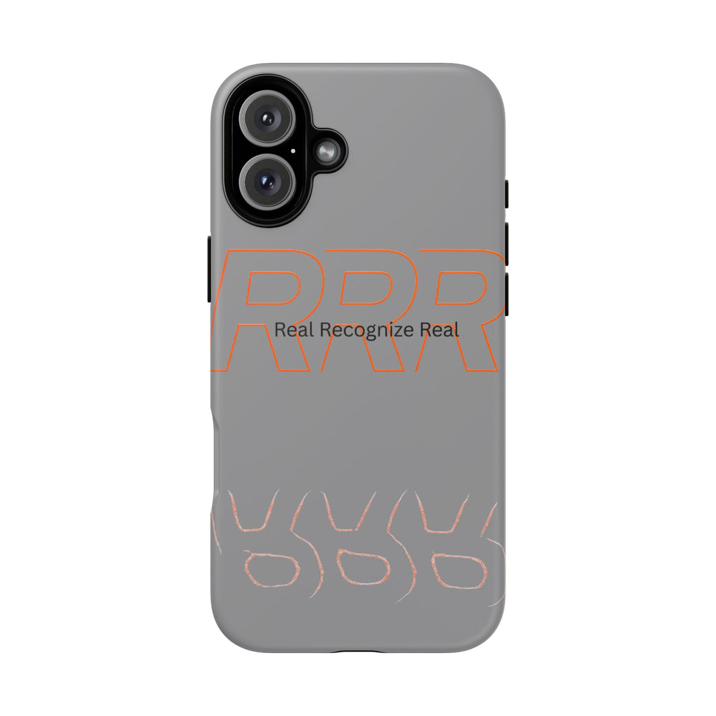 Tough Cases — 'Real Recognize Real' Protective Phone Case (Gray, Retro Outline Design)